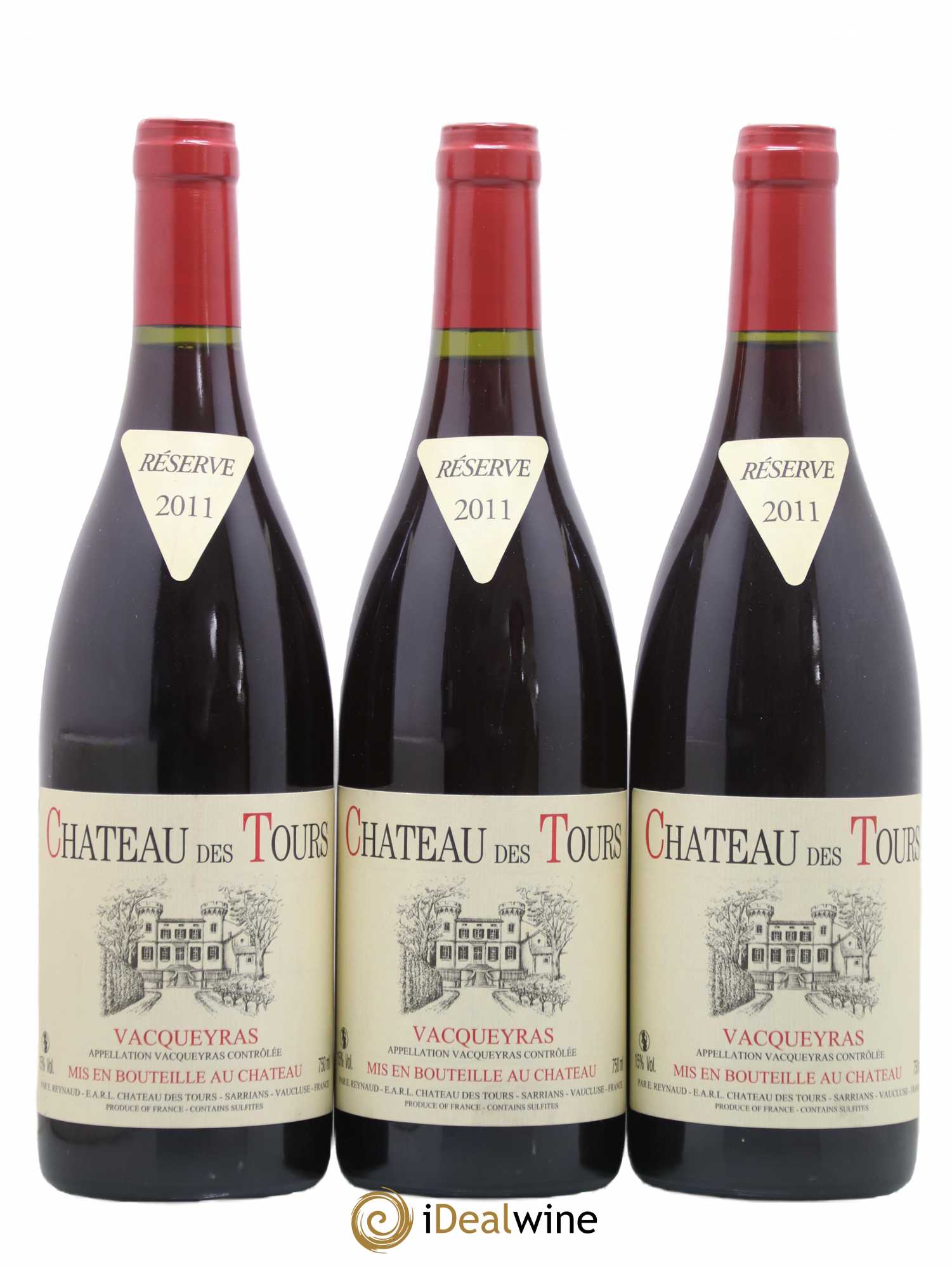 Vacqueyras Château des Tours Emmanuel Reynaud 2011 - Lot de 3 bouteilles - 0