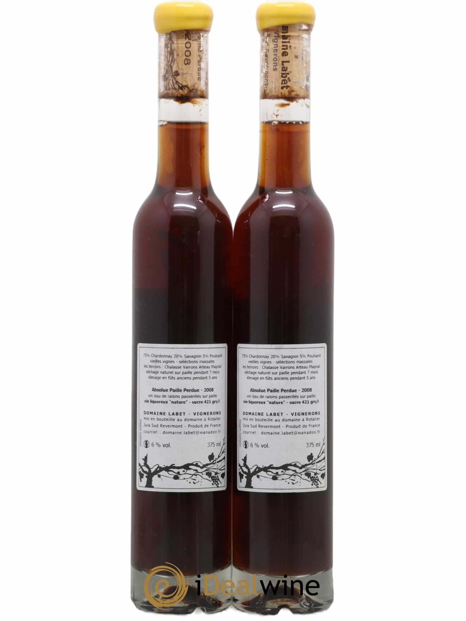 Côtes du Jura Vin de Paille La Paille Perdue Labet 2008 - Posten von 2 Demi-Flaschen - 1