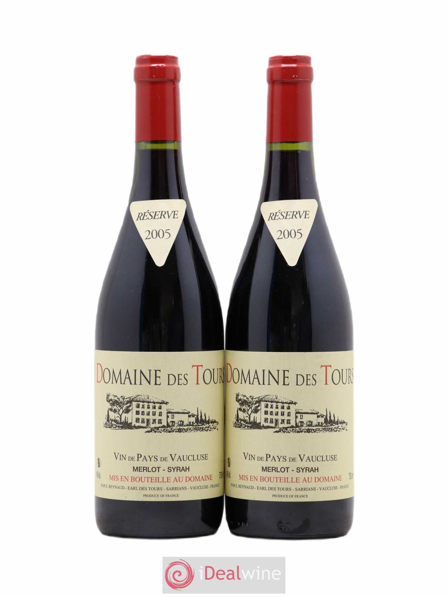 Vaucluse Domaine des Tours Merlot-Syrah Emmanuel Reynaud 2005 - Lot de 2 bouteilles - 0