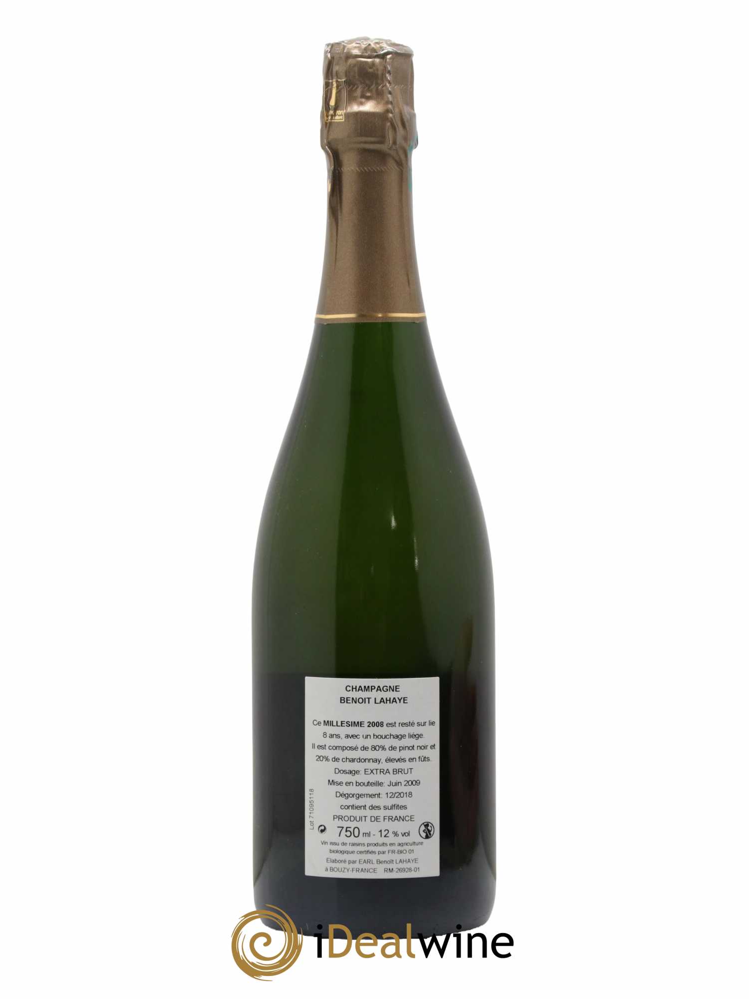 Grand Cru Extra-Brut Millésimé Benoit Lahaye 2008 - Lot de 1 bouteille - 1