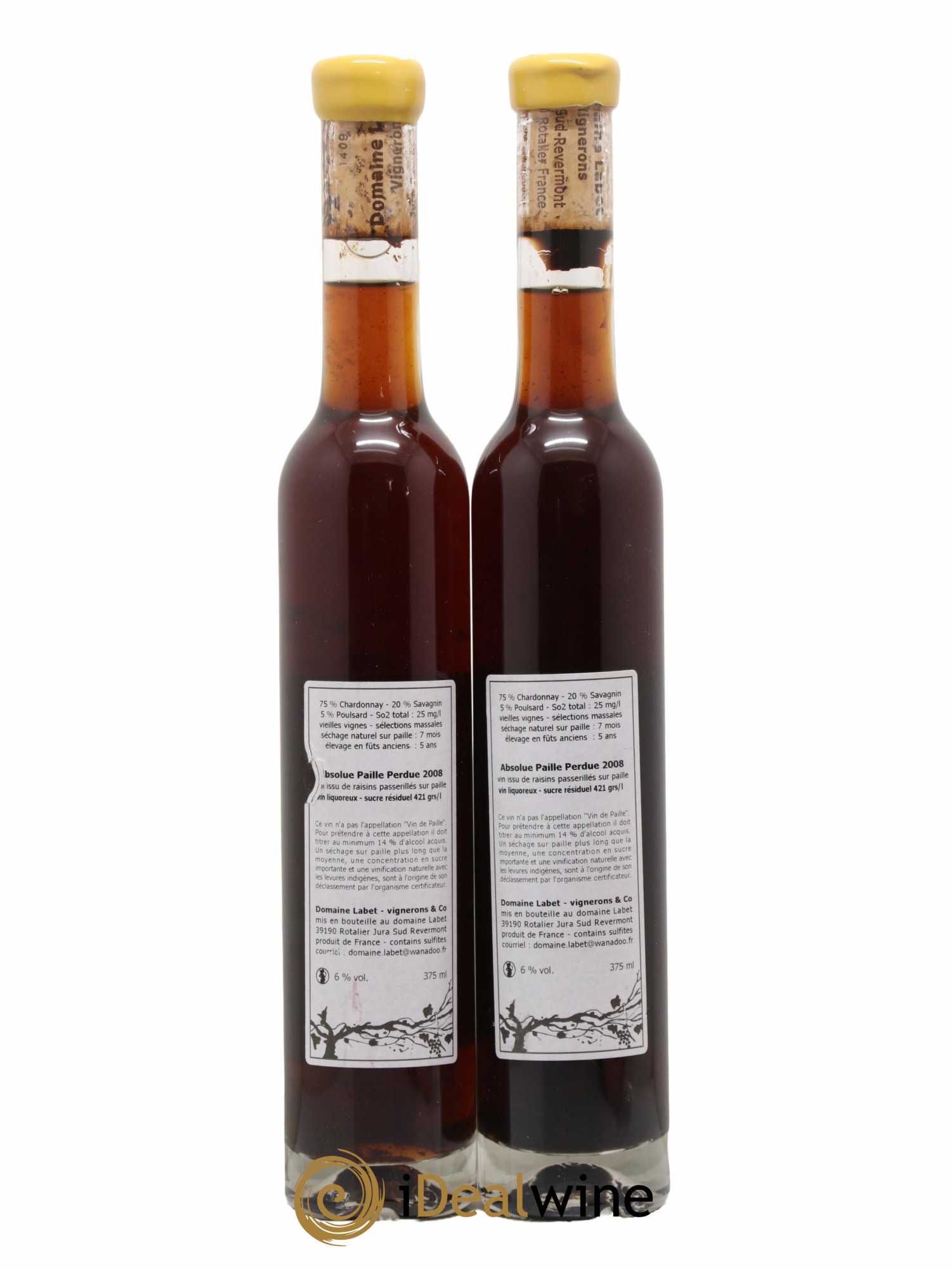 Côtes du Jura Vin de Paille La Paille Perdue Domaine Labet 2008 - Posten von 2 Demi-Flaschen - 1
