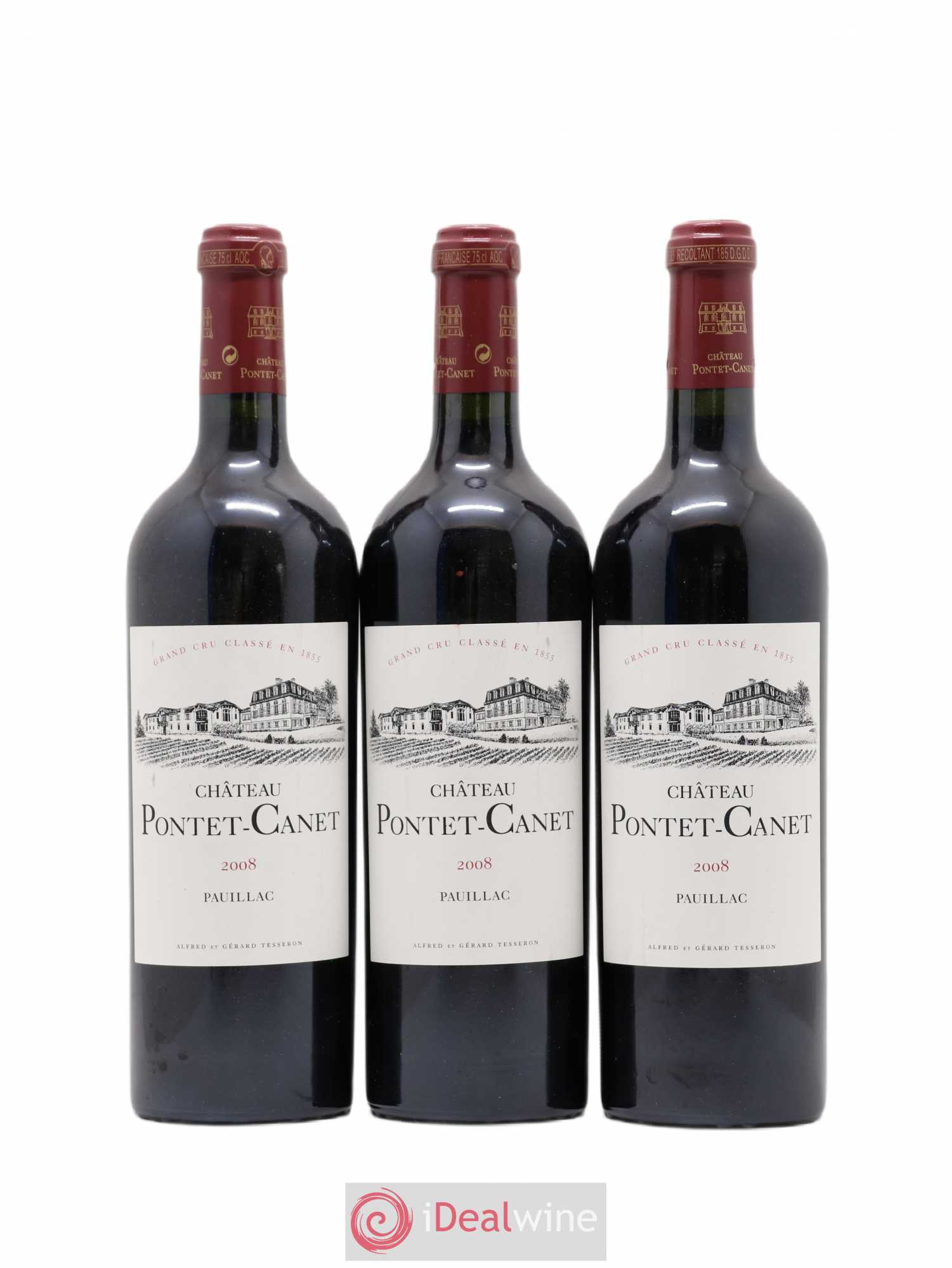 Château Pontet Canet 5ème Grand Cru Classé 2008 - Lot de 3 bouteilles - 0
