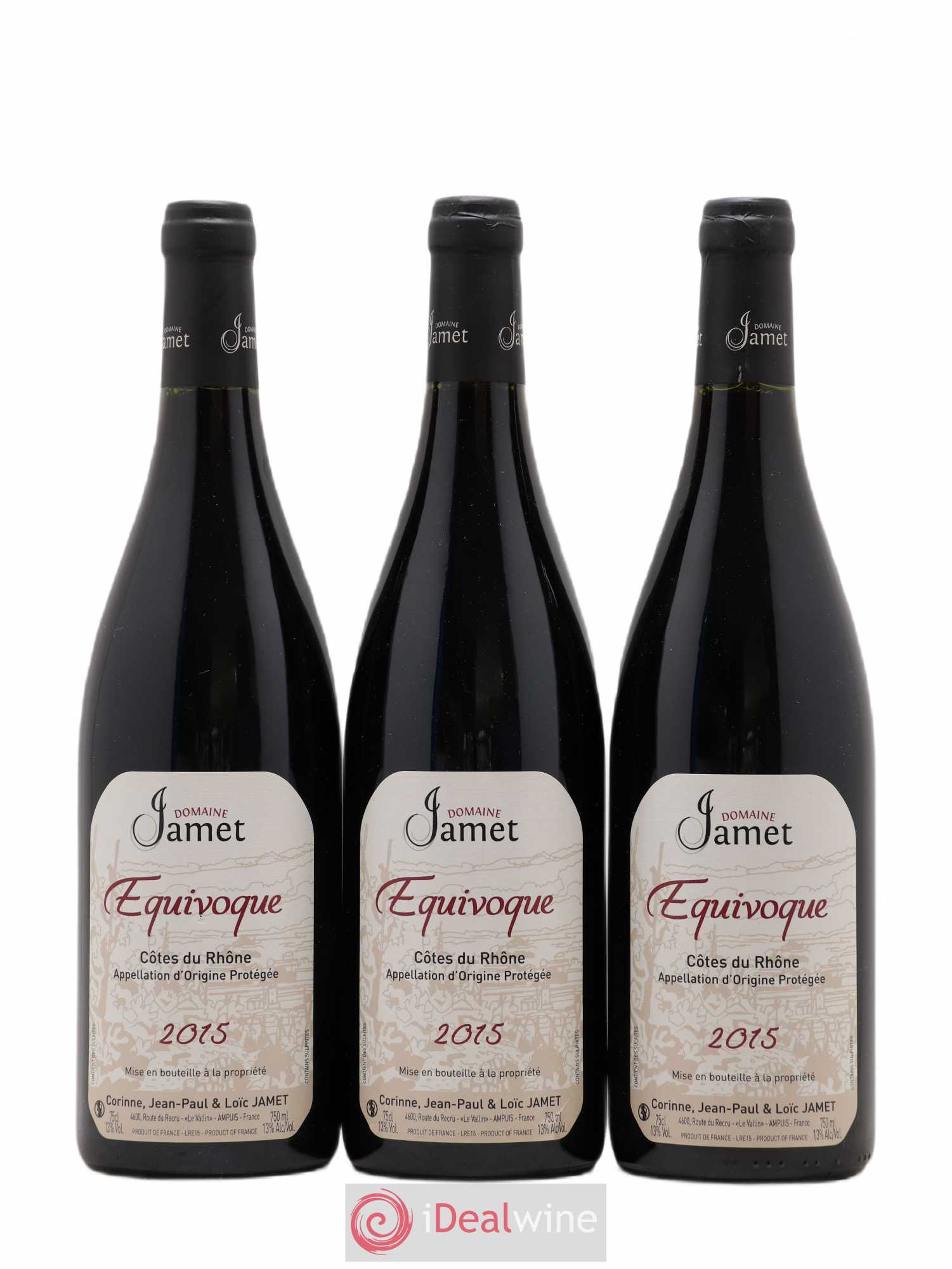 Côtes-du-Rhône Equivoque Jamet (Domaine) 2015 - Lot de 3 bouteilles - 0
