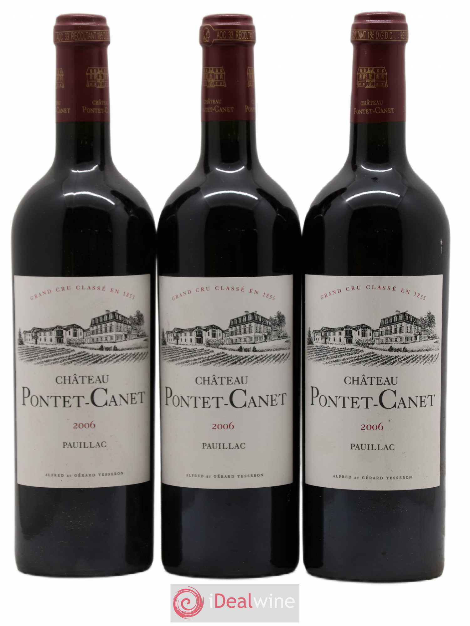 Château Pontet Canet 5ème Grand Cru Classé 2006 - Lot de 3 bouteilles - 0