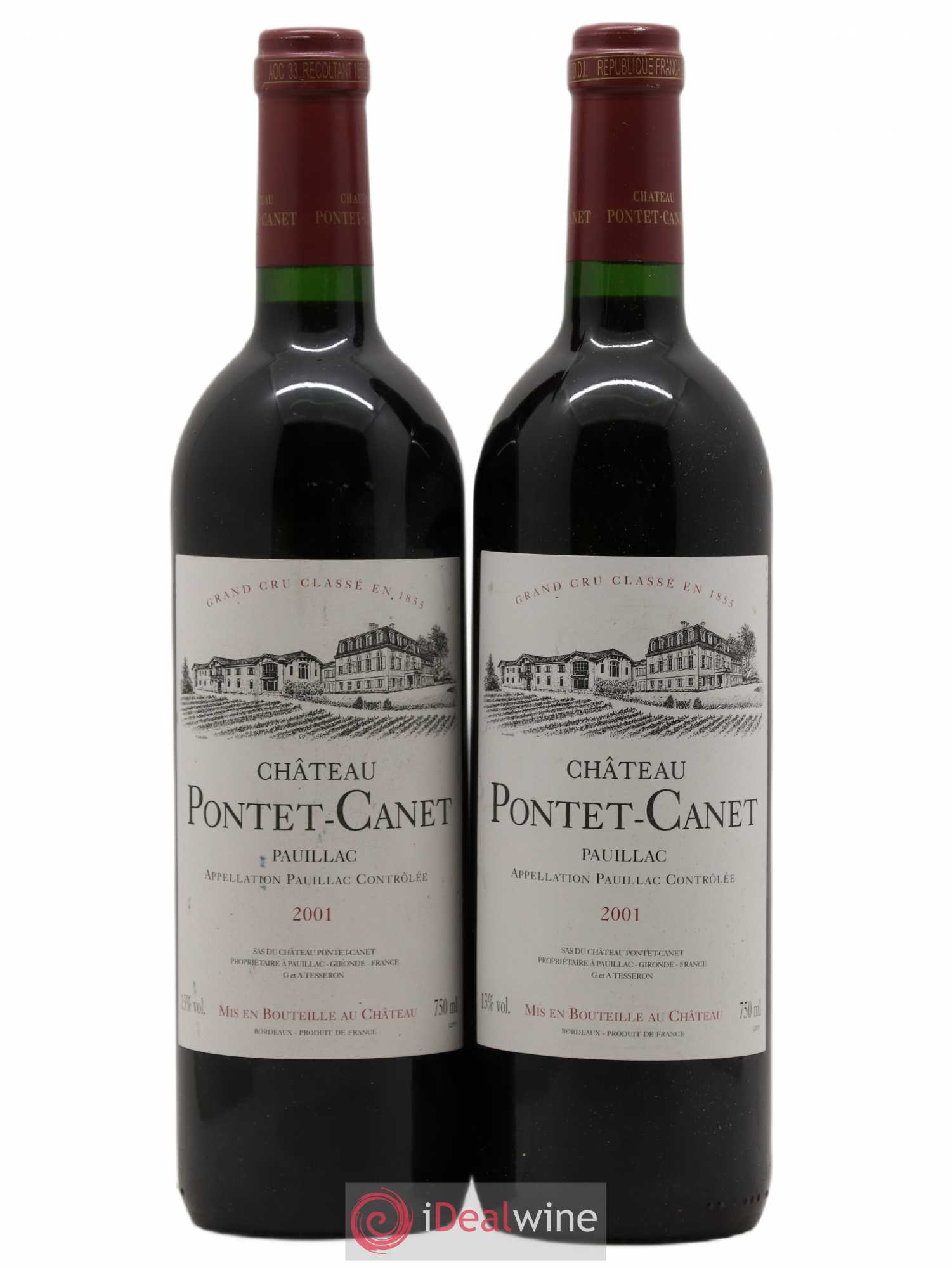 Château Pontet Canet 5ème Grand Cru Classé 2001 - Lot de 2 bouteilles - 0