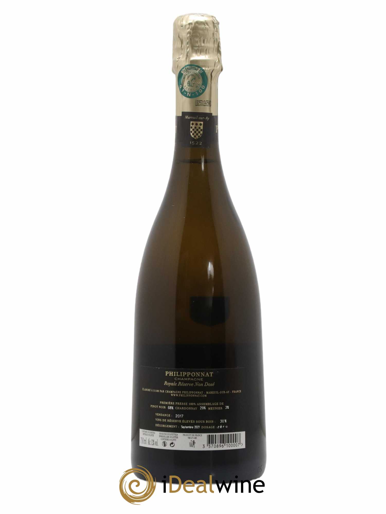 Royale Réserve Non Dosée Philipponnat - Lot de 1 bouteille - 1