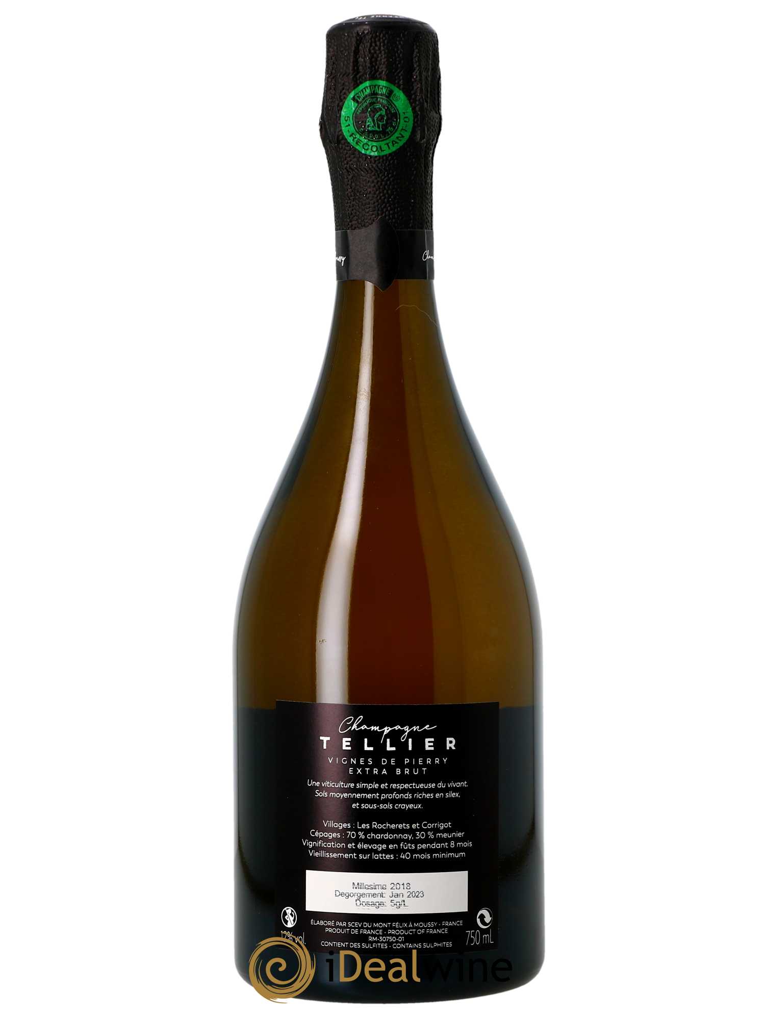 Vignes de Pierry 1er Cru Extra-Brut Tellier 2018 - Posten von 1 Flasche - 1