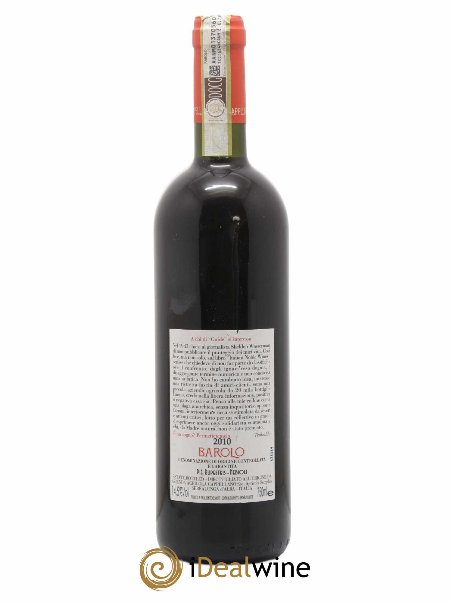 Barolo DOCG Pie Rupestris Cappellano 2010 - Posten von 1 Flasche - 1