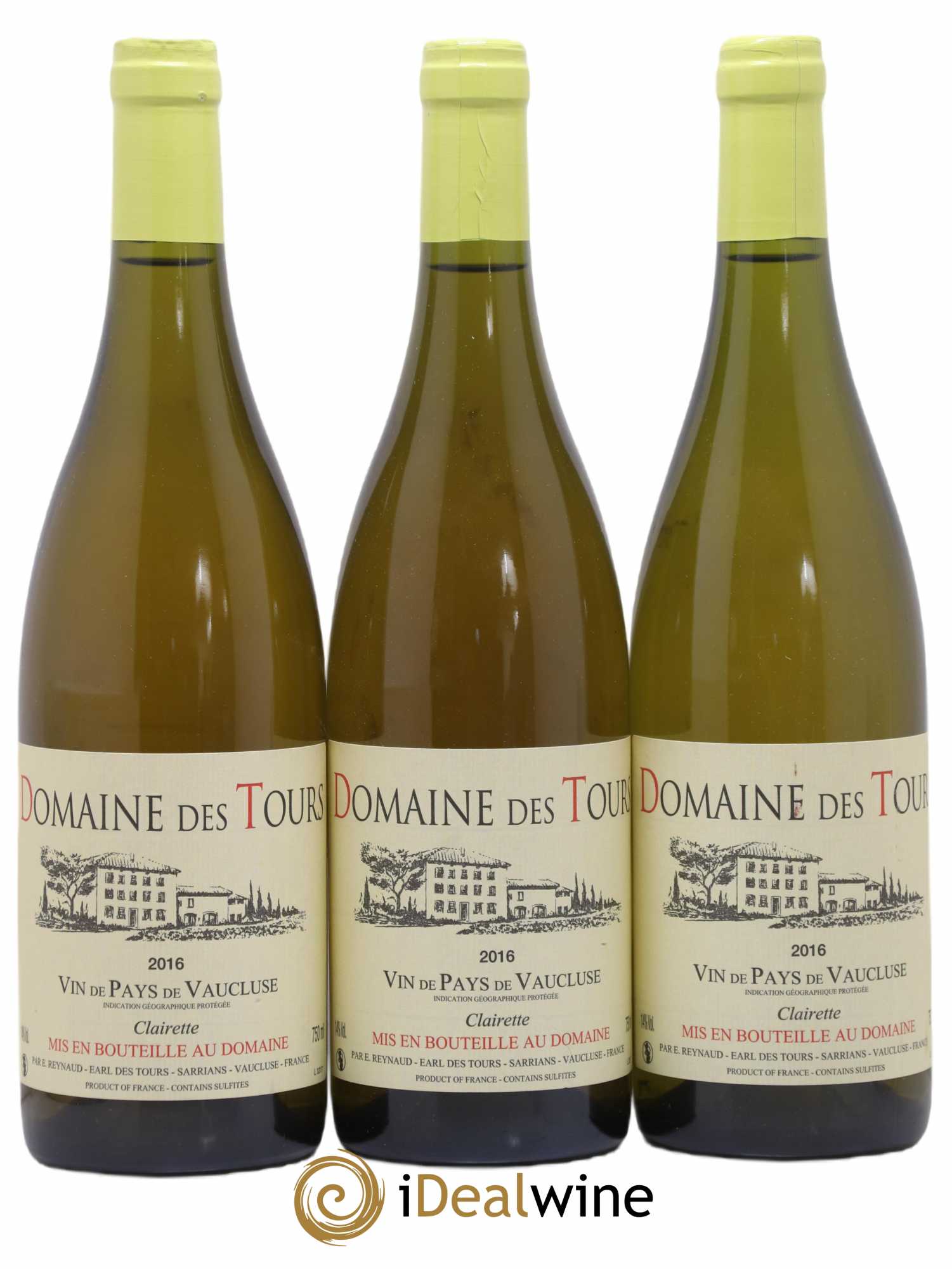 Vaucluse (Vin de Pays de Vaucluse) Domaine des Tours Emmanuel Reynaud clairette 2016 - Lot de 3 bouteilles - 0