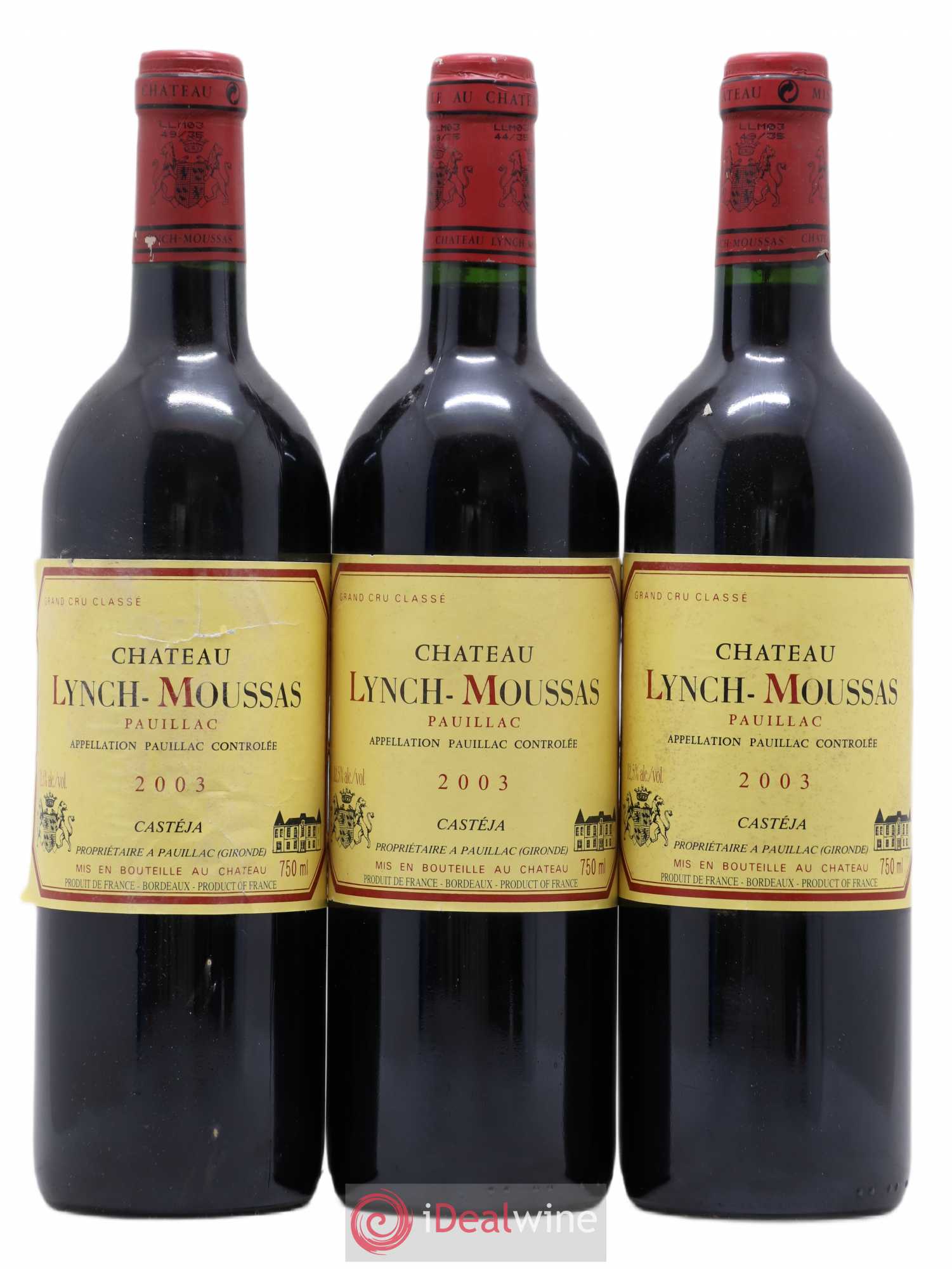 Château Lynch Moussas 5ème Grand Cru Classé 2003 - Lot de 3 bouteilles - 0