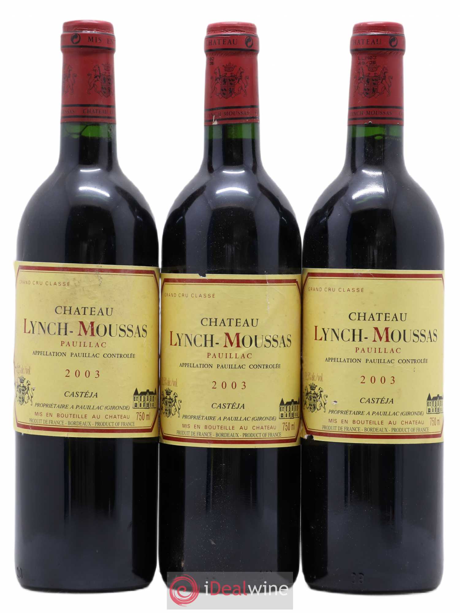 Château Lynch Moussas 5ème Grand Cru Classé 2003 - Lot de 3 bouteilles - 0