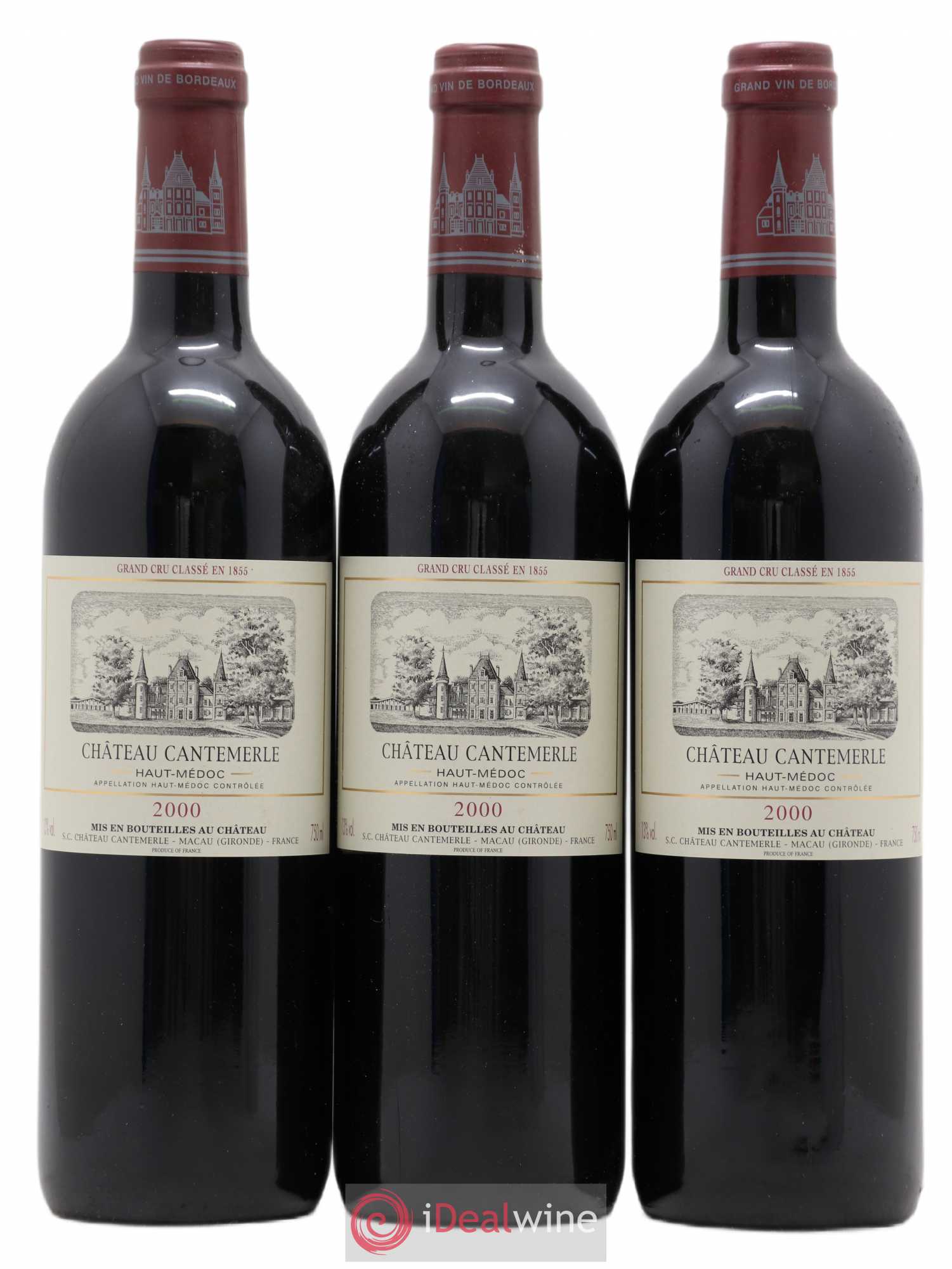Château Cantemerle 5ème Grand Cru Classé 2000 - Lot de 3 bouteilles - 0