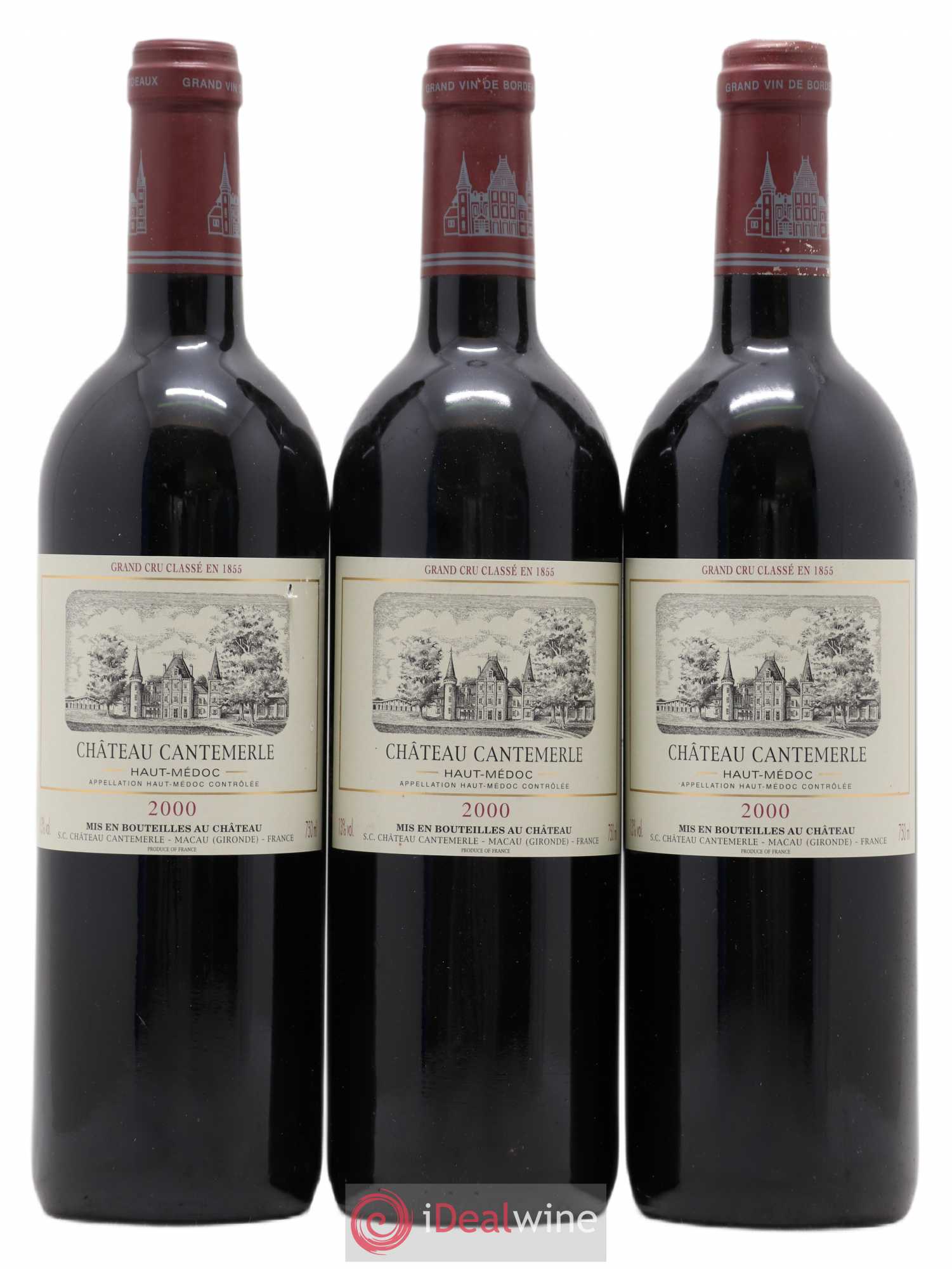 Château Cantemerle 5ème Grand Cru Classé 2000 - Lot de 3 bouteilles - 0