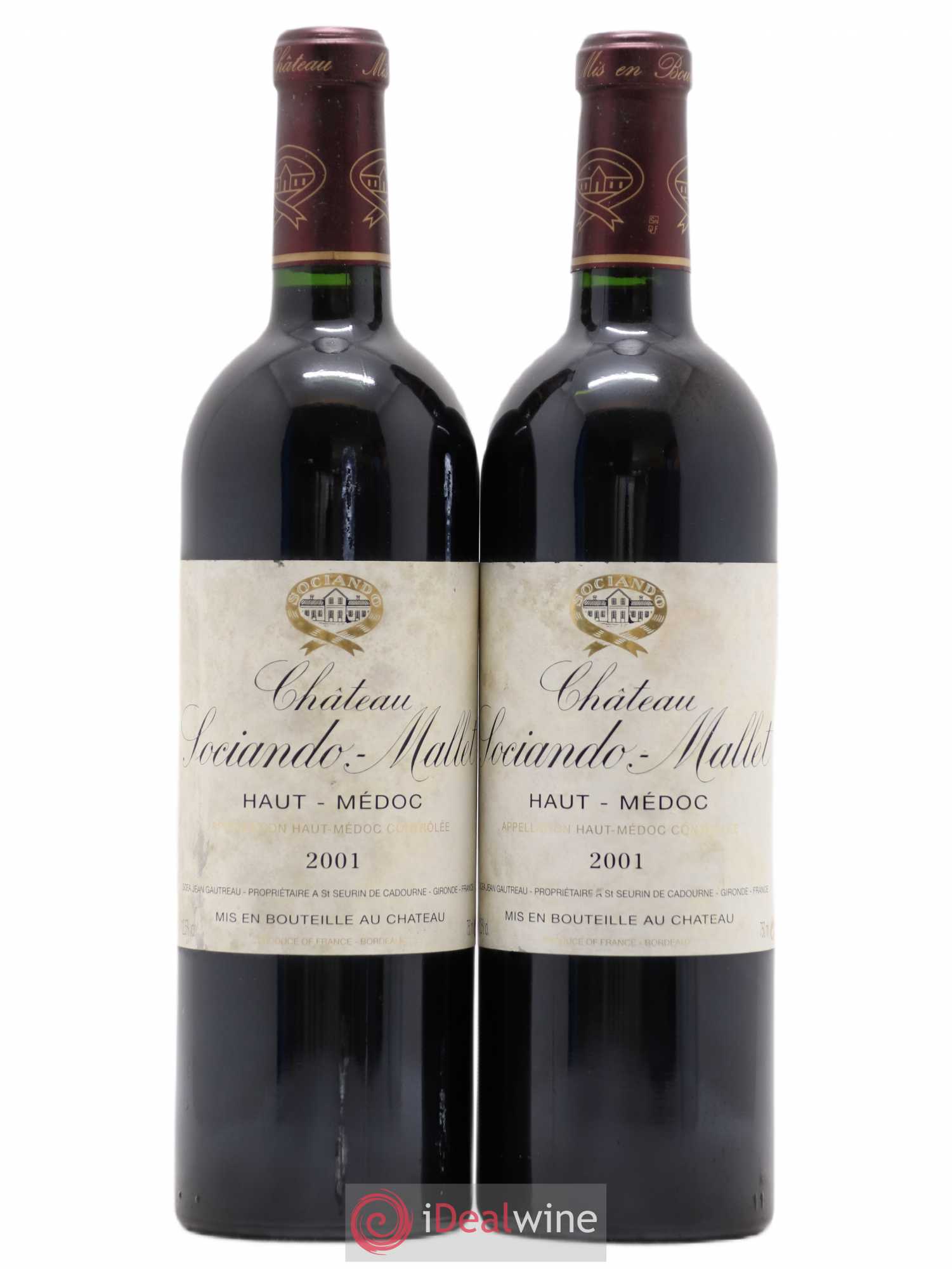 Château Sociando Mallet 2001 - Lot de 2 bouteilles - 0