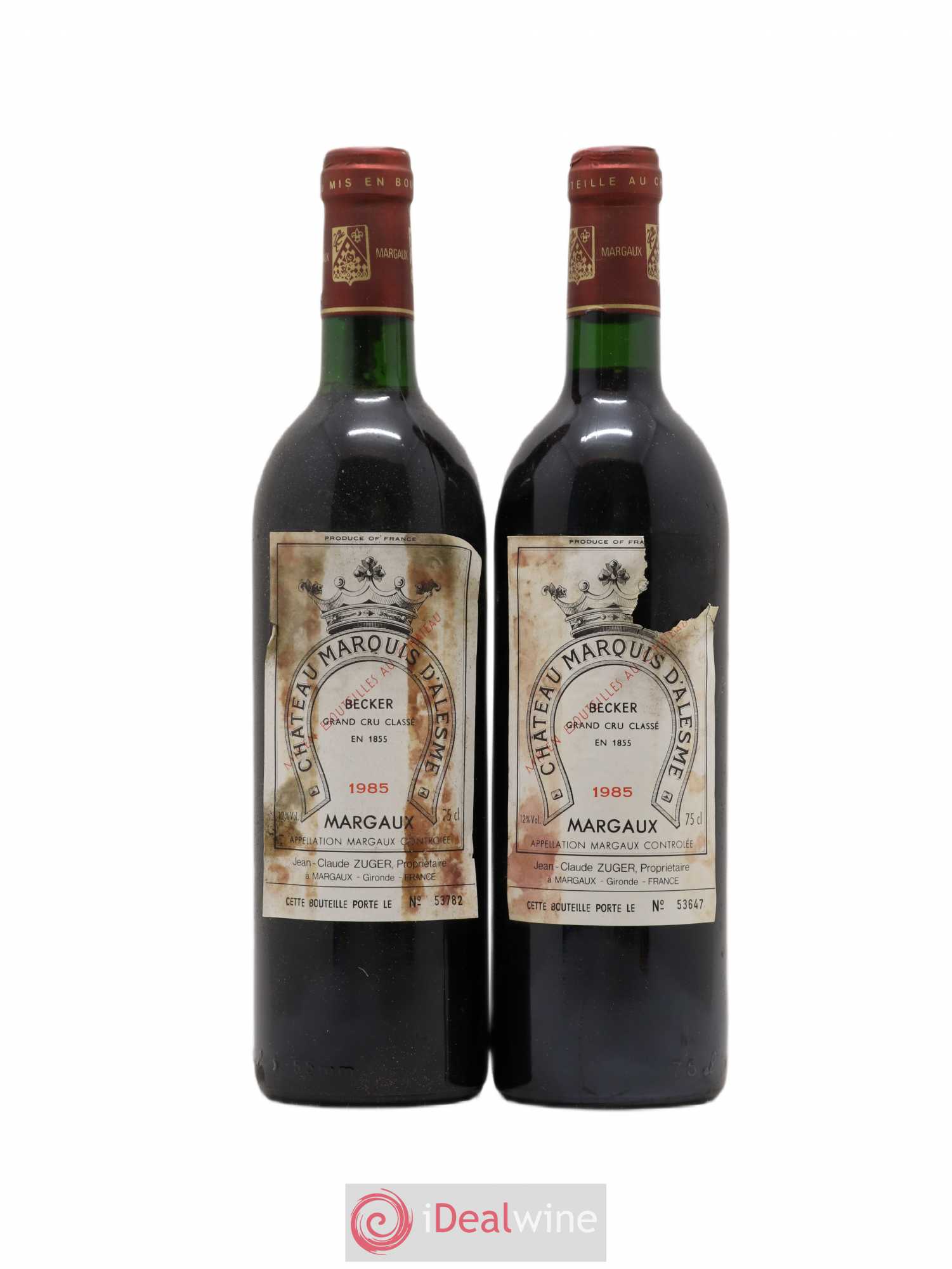 Château Marquis d'Alesme 1985 - Lot de 2 bouteilles - 0