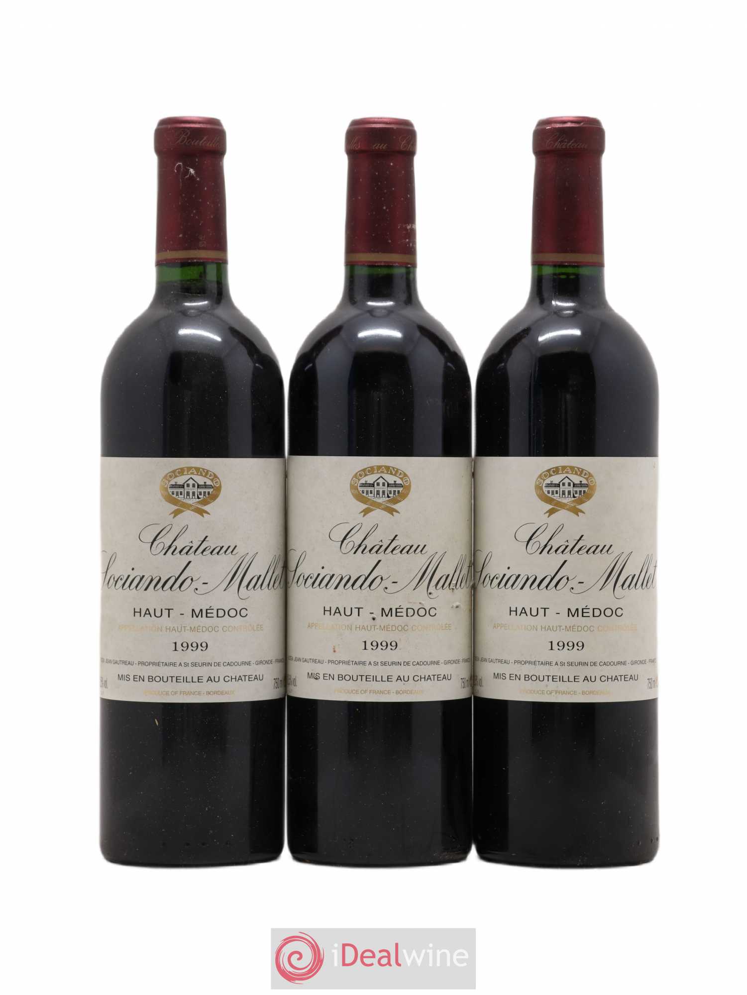 Château Sociando Mallet 1999 - Lot de 3 bouteilles - 0