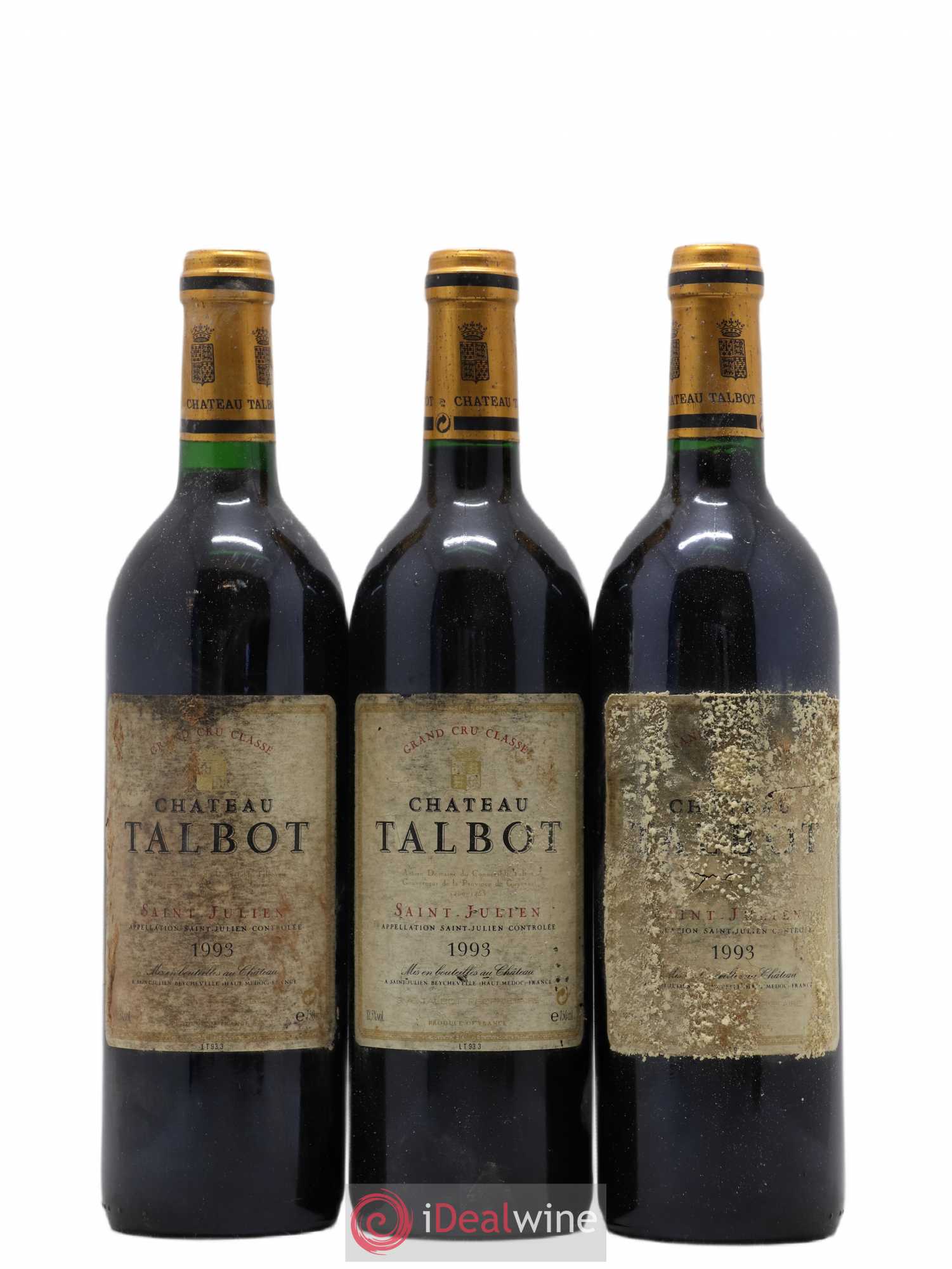 Château Talbot 4ème Grand Cru Classé 1993 - Lot de 3 bouteilles - 0