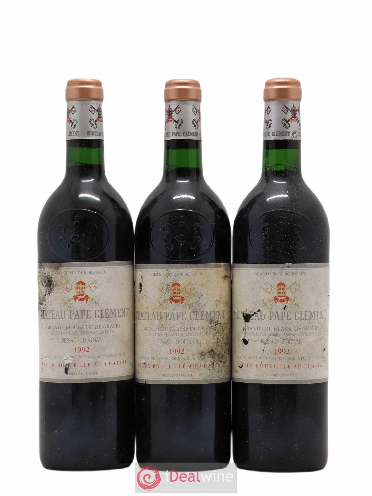 Château Pape Clément Cru Classé de Graves 1992 - Lot de 3 bouteilles - 0