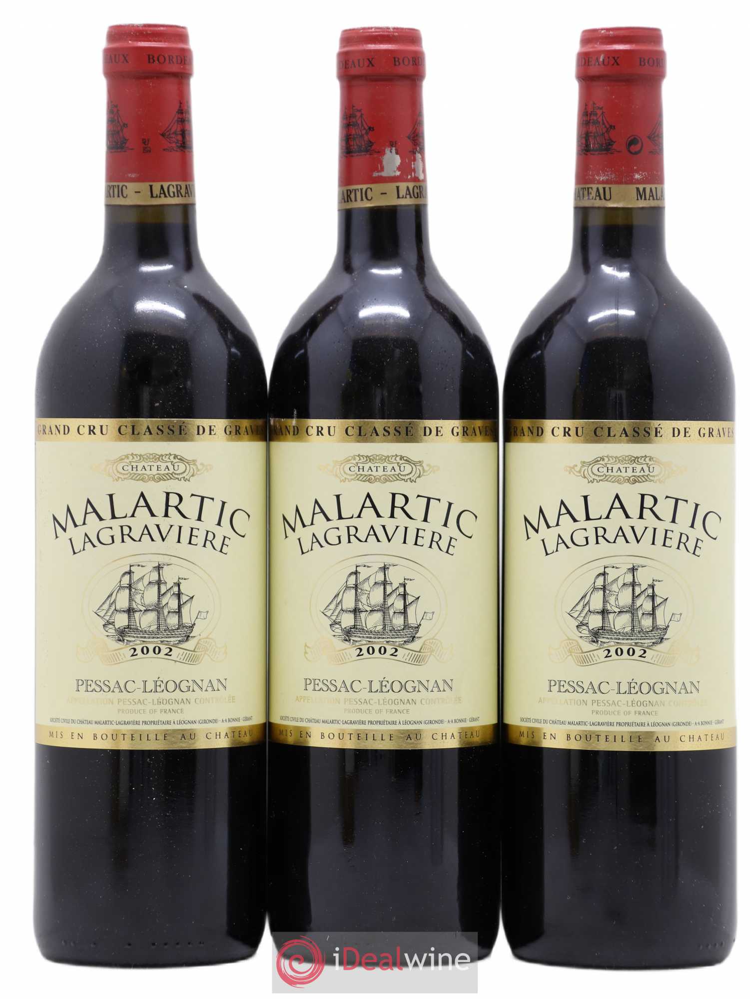 Château Malartic-Lagravière Cru Classé de Graves 2002 - Lot de 3 bouteilles - 0