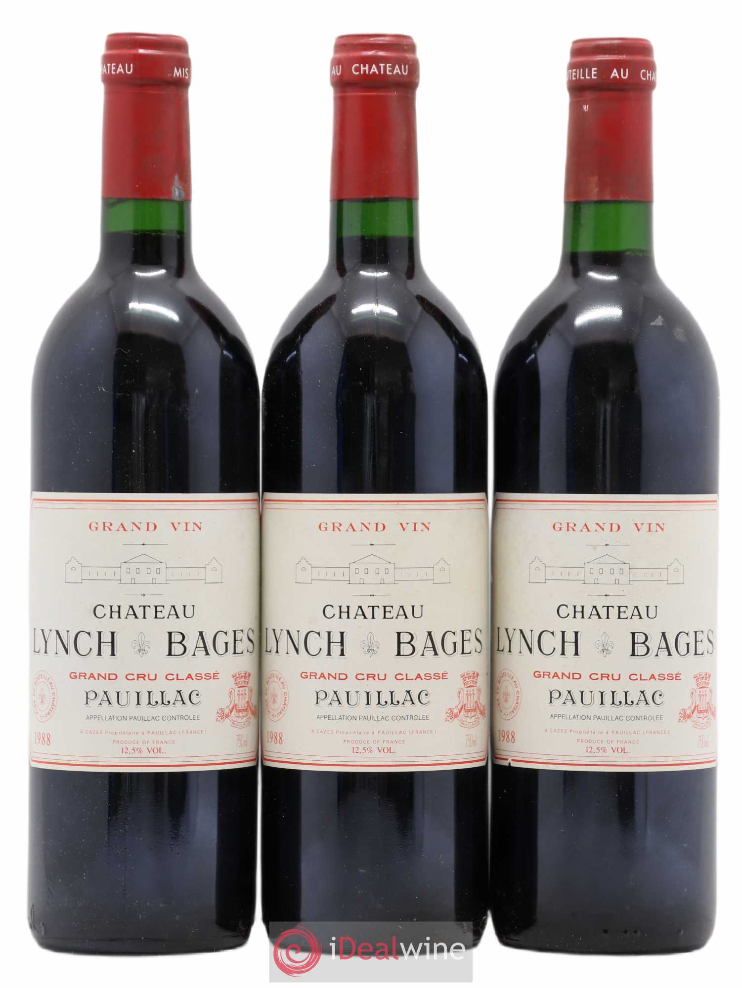 Château Lynch Bages 5ème Grand Cru Classé 1988 - Lot de 3 bouteilles - 0
