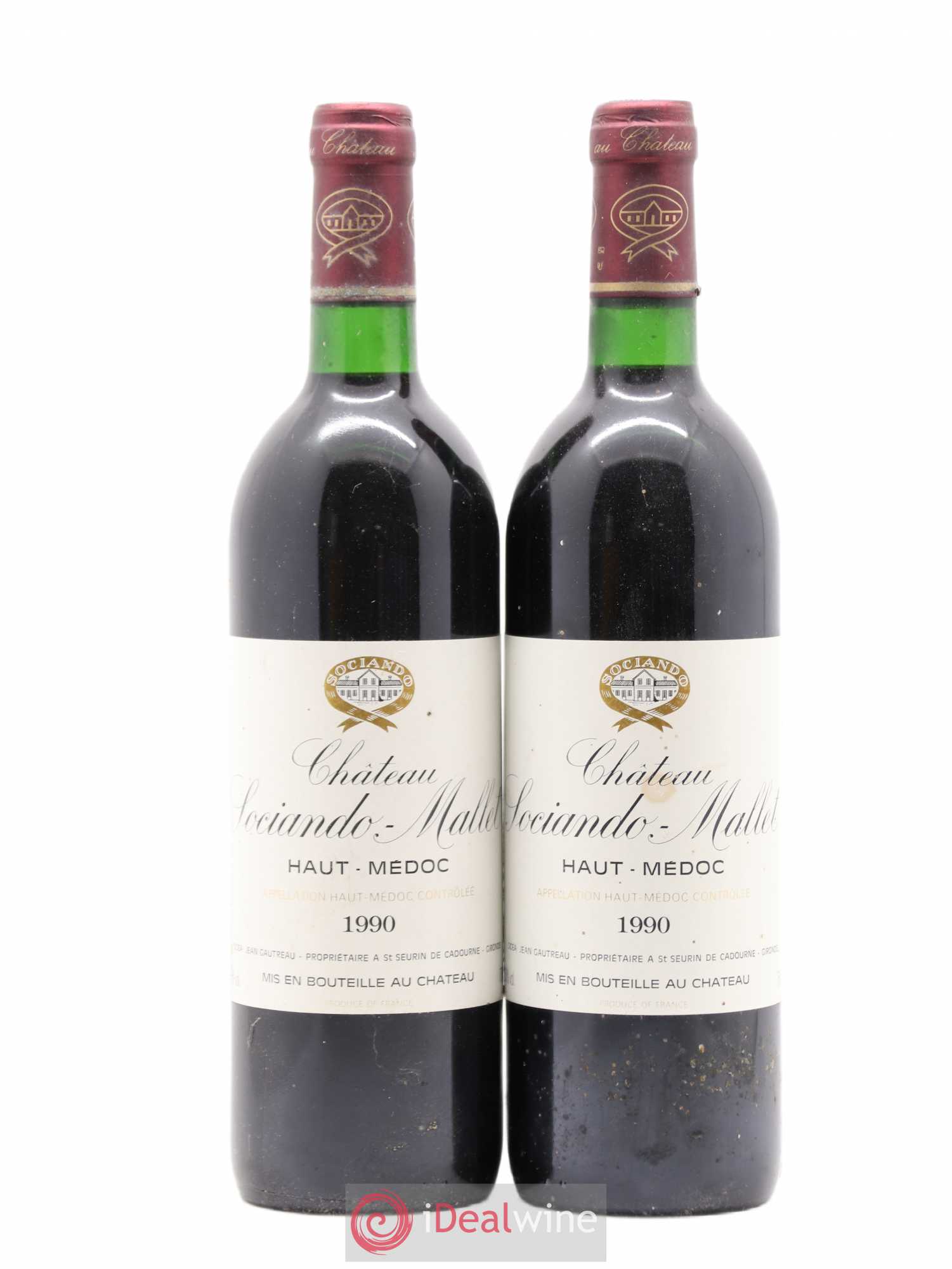 Château Sociando Mallet 1990 - Lot de 2 bouteilles - 0