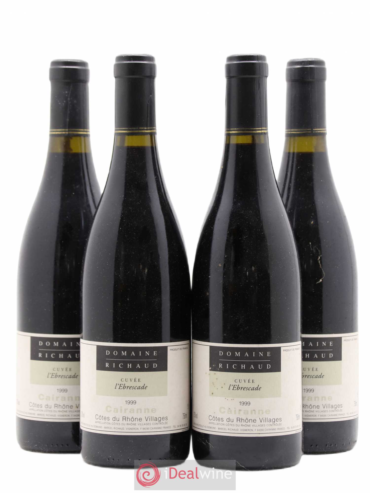 Cairanne Ebrescade Marcel Richaud 1999 - Lot de 4 bouteilles - 0