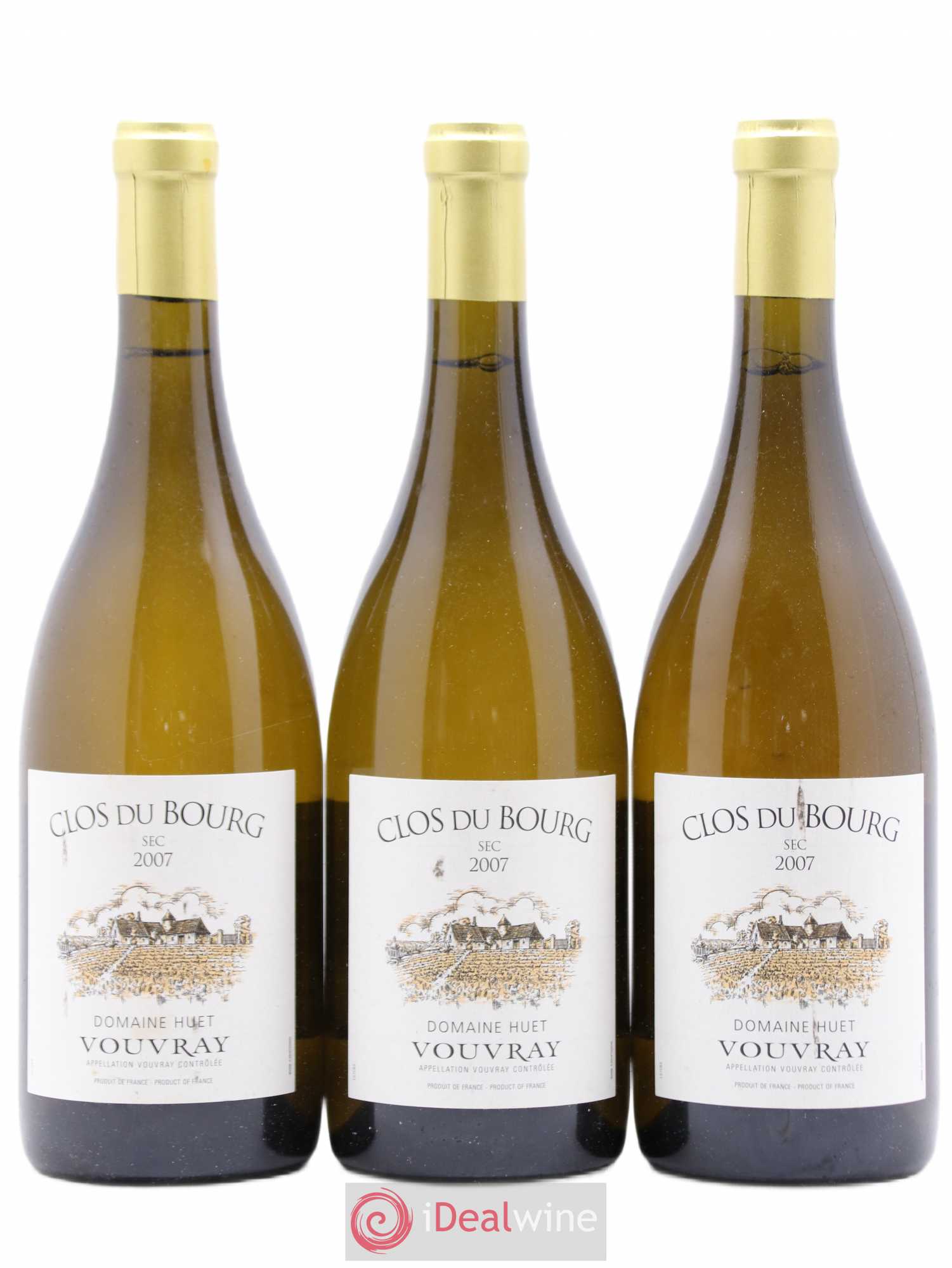 Vouvray Clos du Bourg Sec Domaine Huet 2007 - Lot de 3 bouteilles - 0
