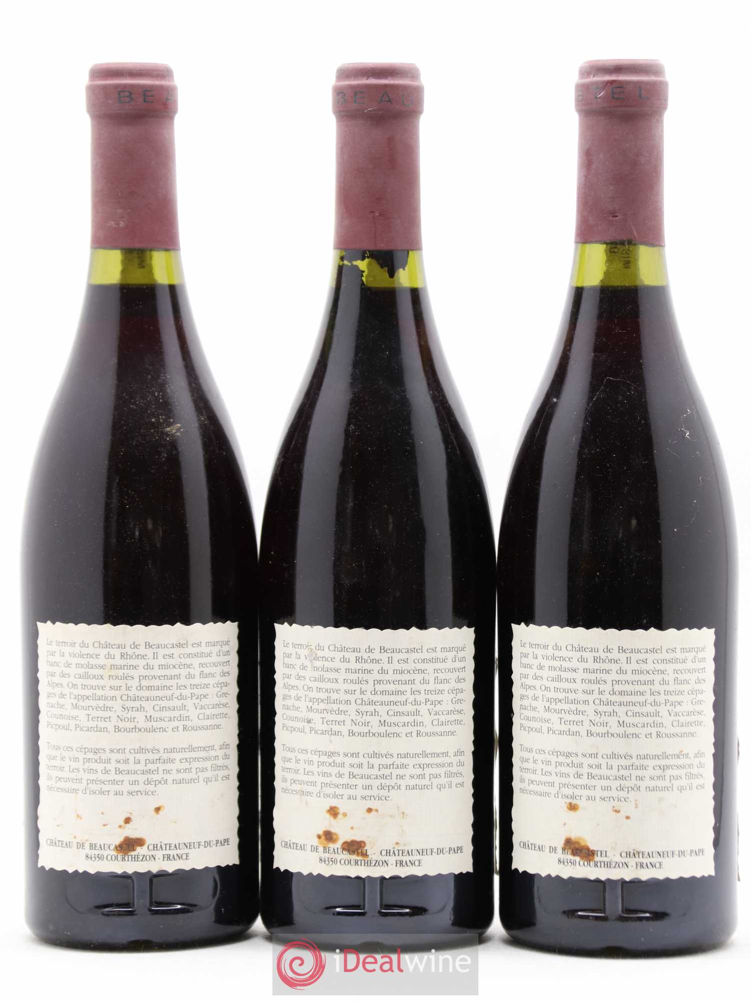 Châteauneuf-du-Pape Château de Beaucastel Famille Perrin 1990 - Lot de 3 bouteilles - 1