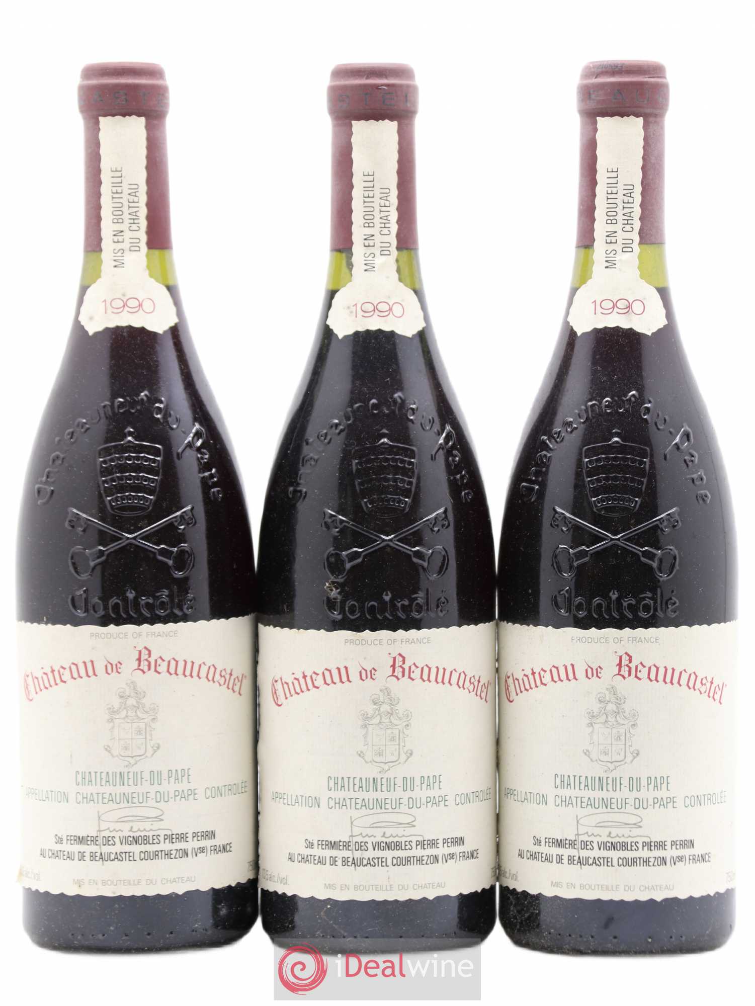Châteauneuf-du-Pape Château de Beaucastel Famille Perrin 1990 - Lot de 3 bouteilles - 0