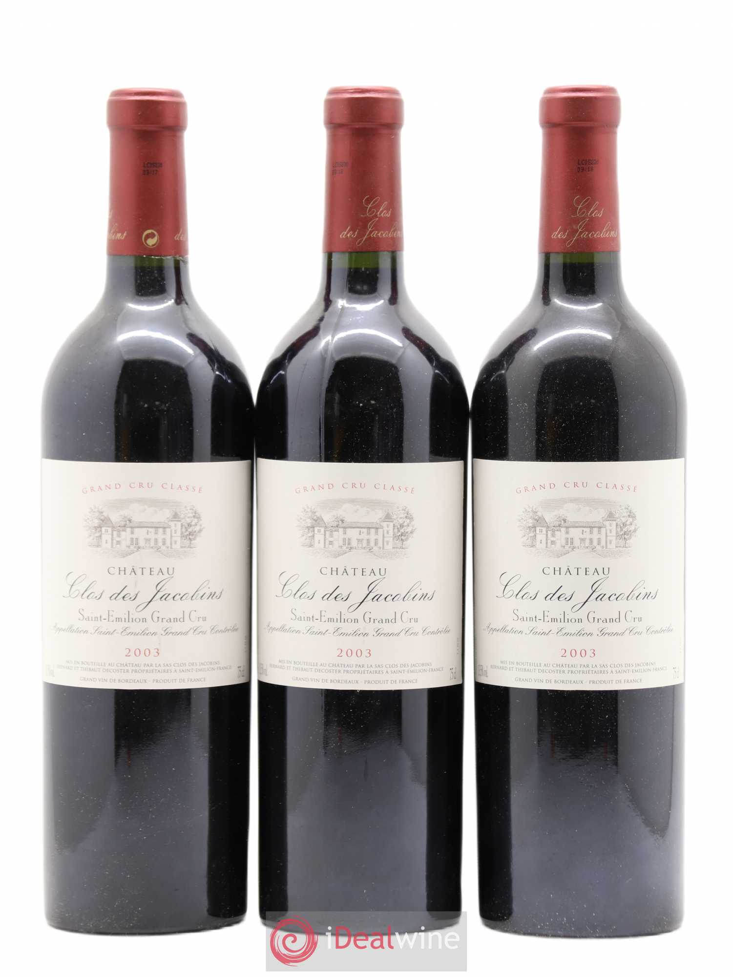 Château Clos des Jacobins Grand Cru Classé 2003 - Lot de 3 bouteilles - 0