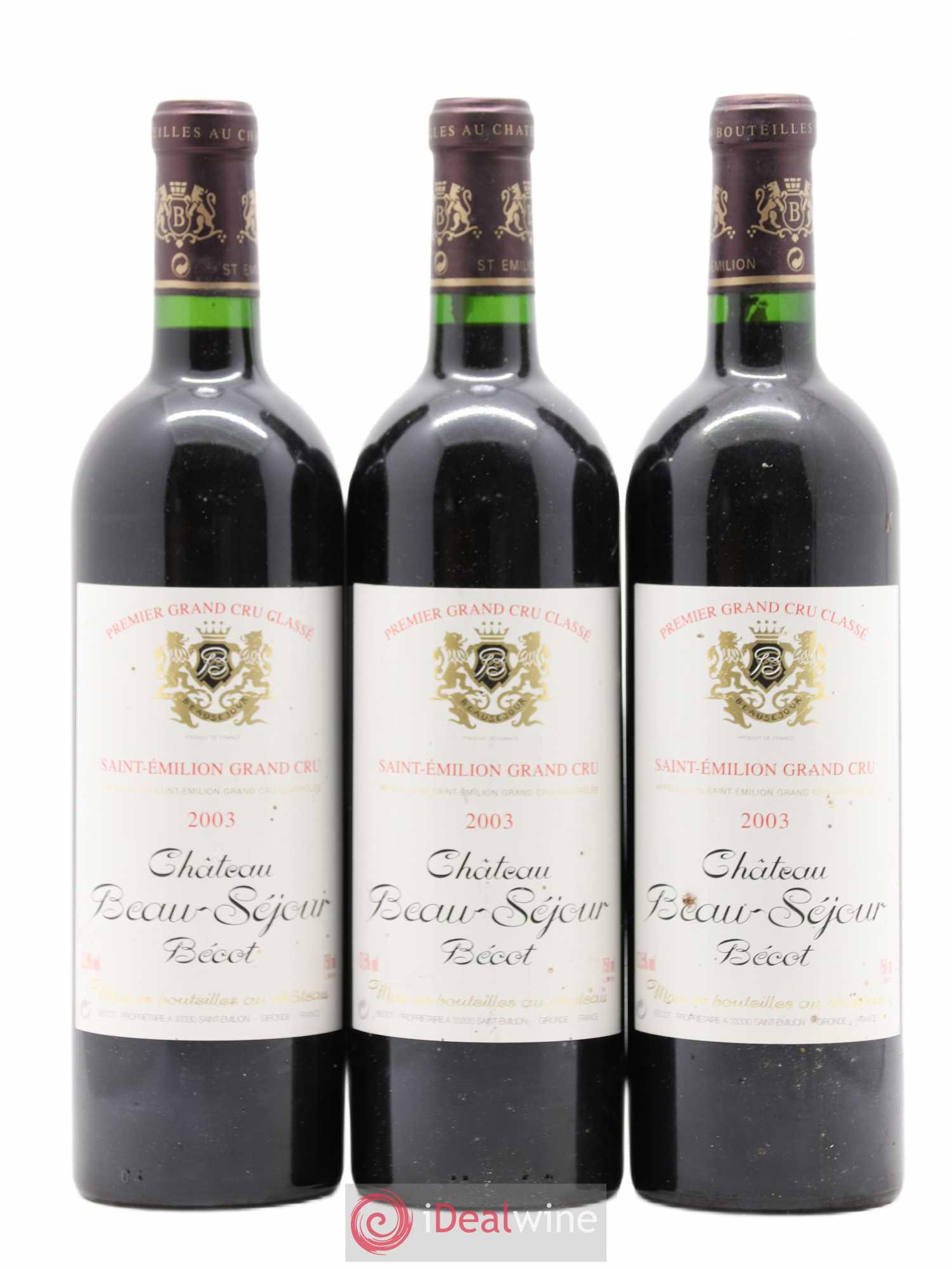 Château Beau-Séjour Bécot 1er Grand Cru Classé B 2003 - Lot de 3 bouteilles - 0