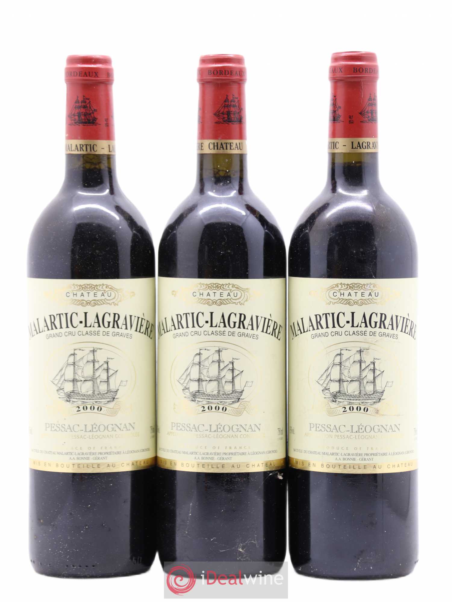 Château Malartic-Lagravière Cru Classé de Graves 2000 - Lot de 3 bouteilles - 0