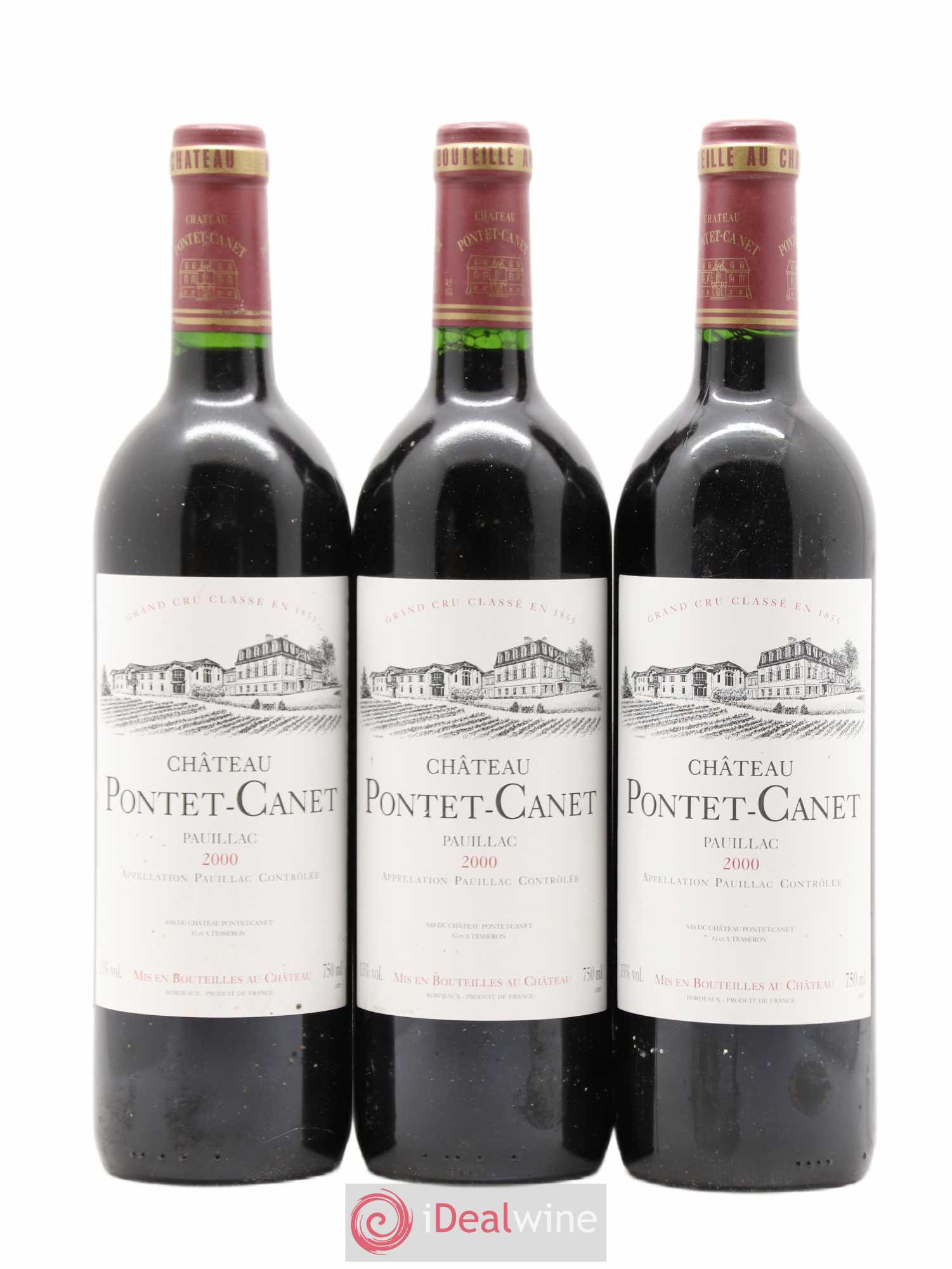 Château Pontet Canet 5ème Grand Cru Classé 2000 - Lot de 3 bouteilles - 0