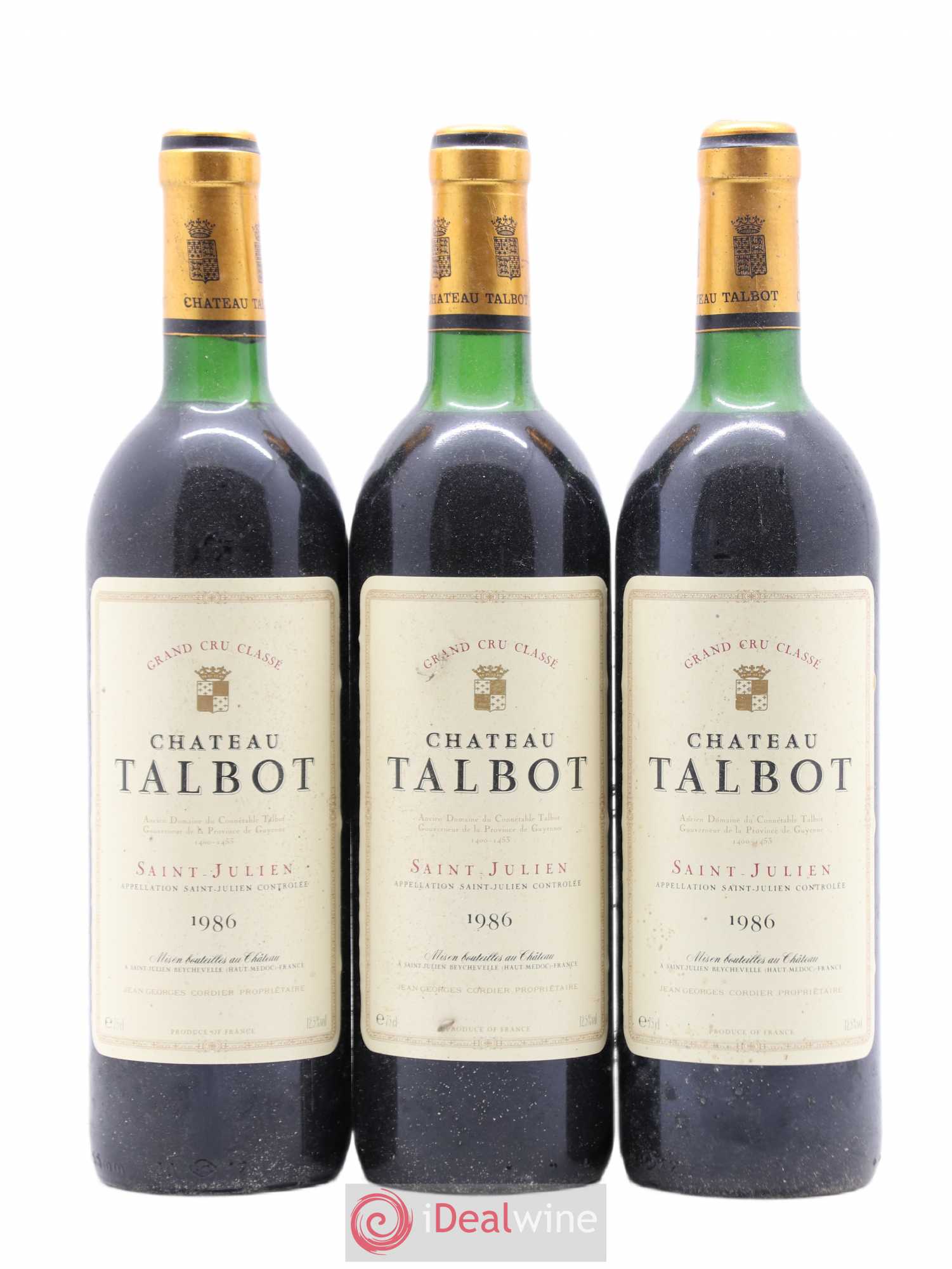 Château Talbot 4ème Grand Cru Classé 1986 - Lot de 3 bouteilles - 0