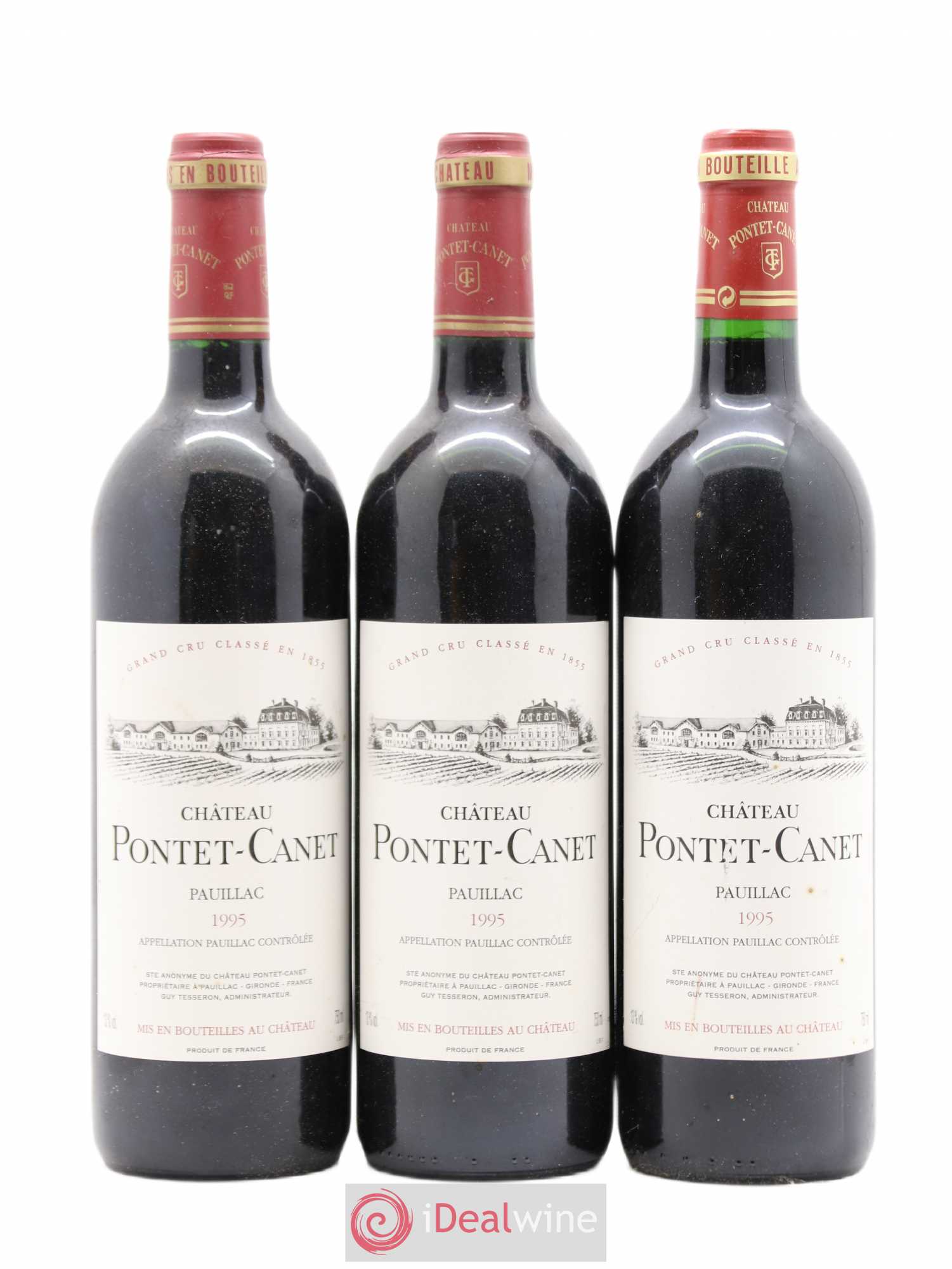 Château Pontet Canet 5ème Grand Cru Classé 1995 - Lot de 3 bouteilles - 0