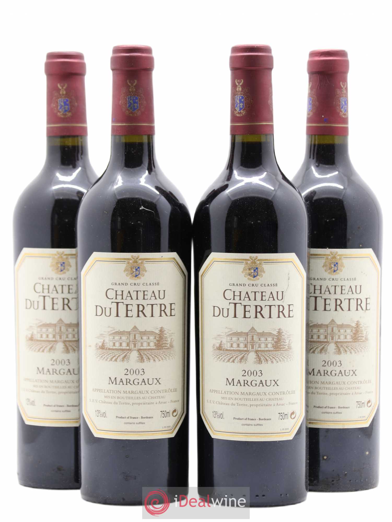 Château du Tertre 5ème Grand Cru Classé 2003 - Lot de 4 bouteilles - 0