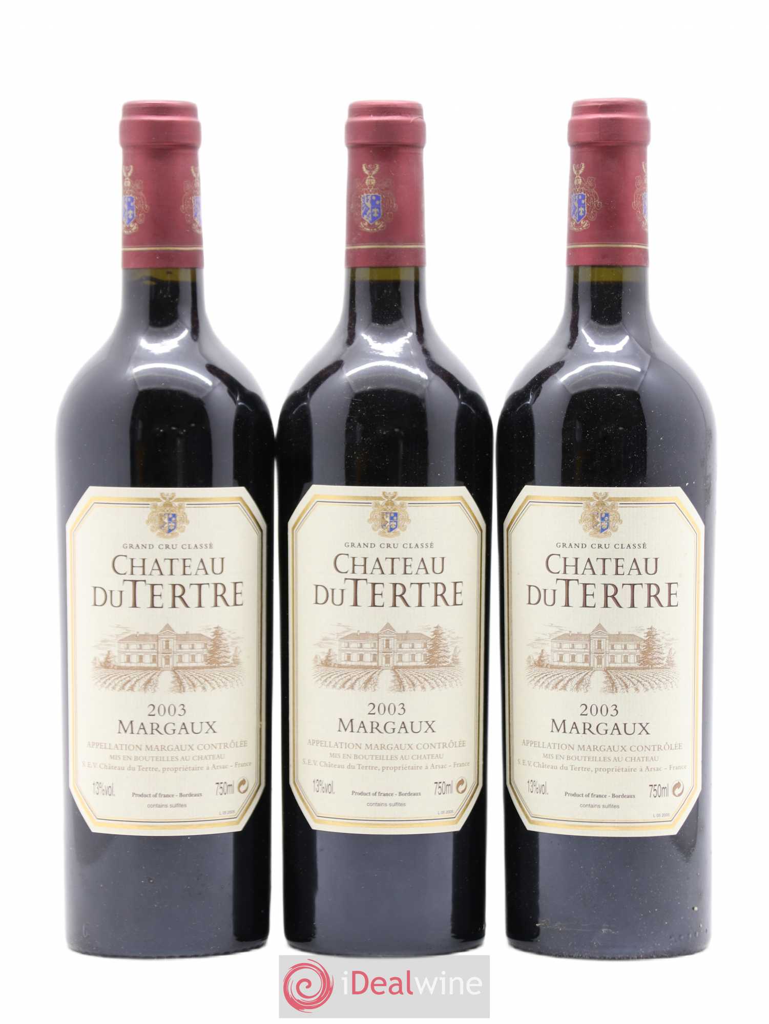 Château du Tertre 5ème Grand Cru Classé 2003 - Lot de 3 bouteilles - 0