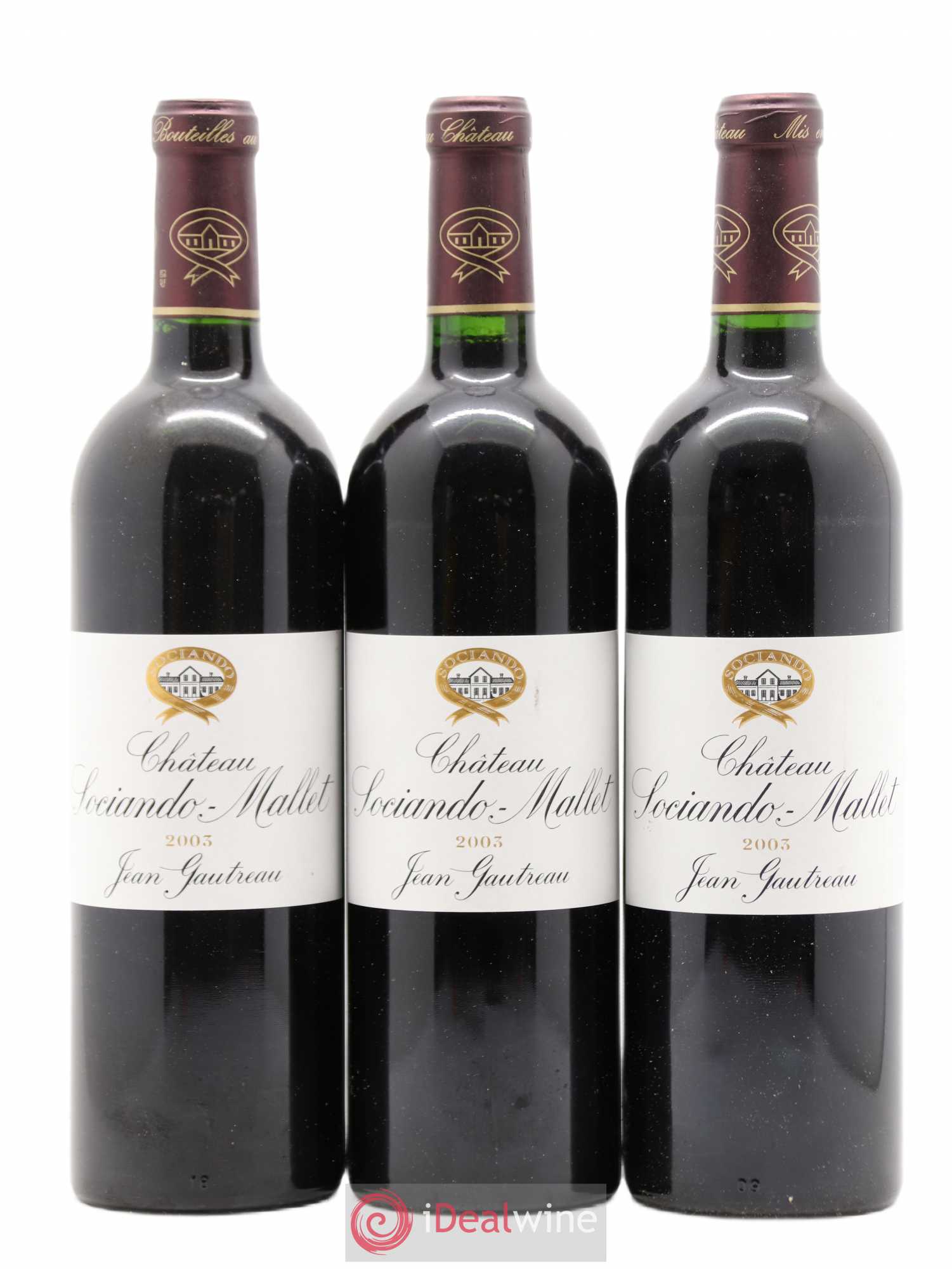 Château Sociando Mallet 2003 - Lot de 3 bouteilles - 0