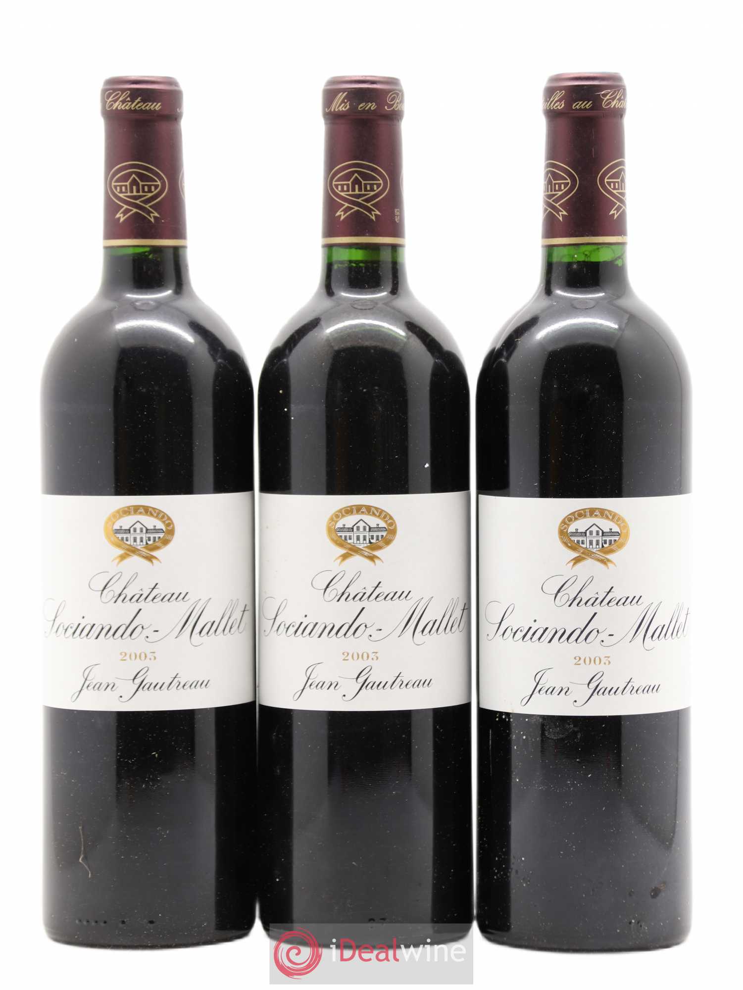 Château Sociando Mallet 2003 - Lot de 3 bouteilles - 0