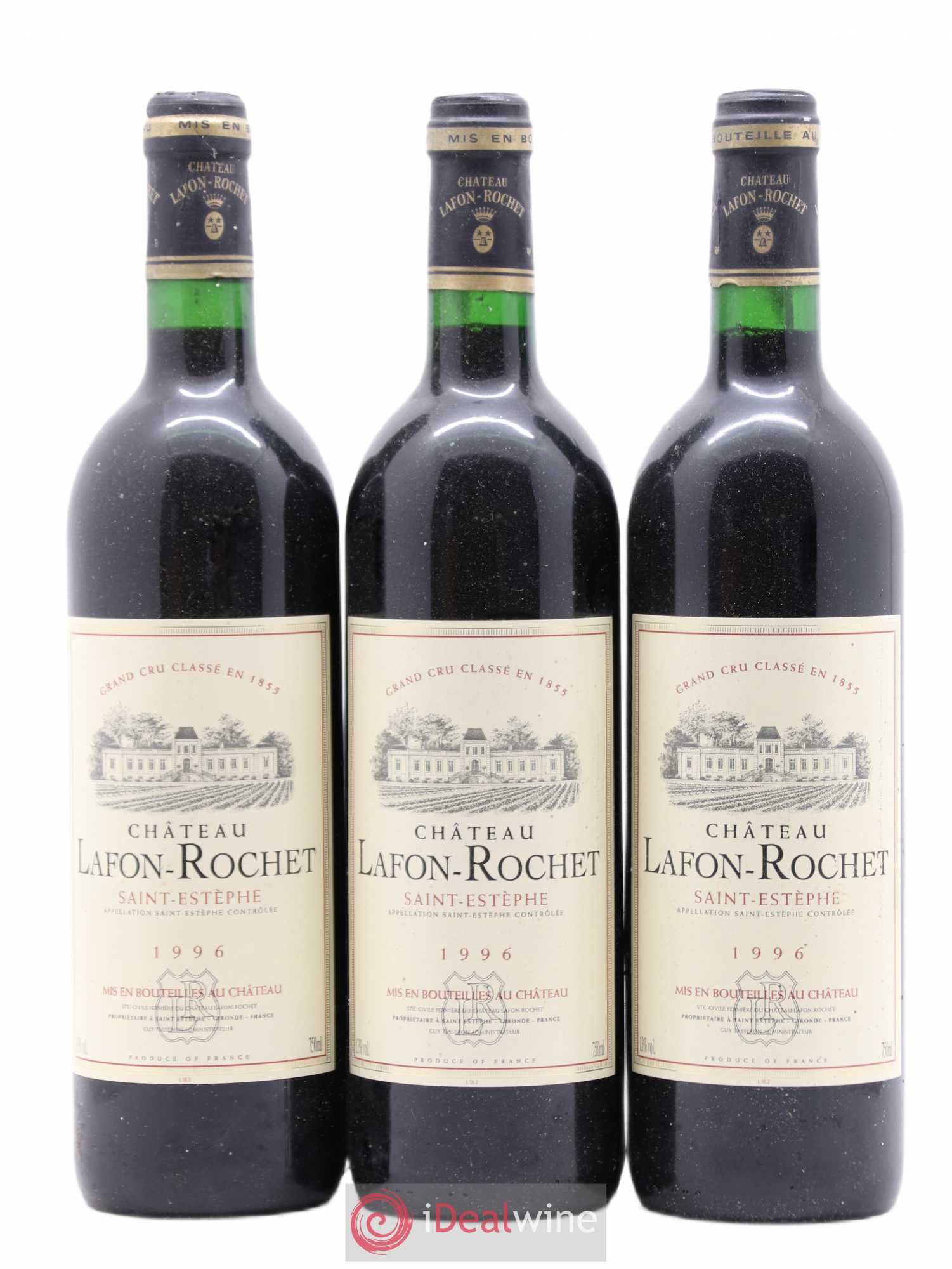 Château Lafon Rochet 4ème Grand Cru Classé 1996 - Lot de 3 bouteilles - 0