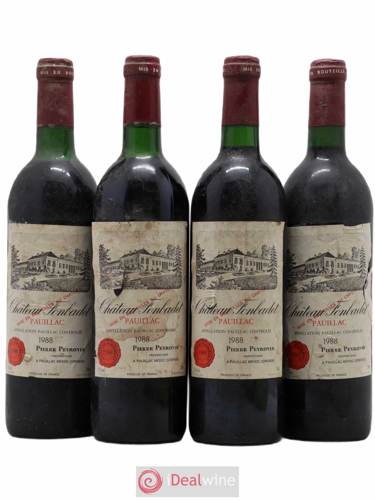 Château Fonbadet 1988 - Lot de 4 bouteilles - 0