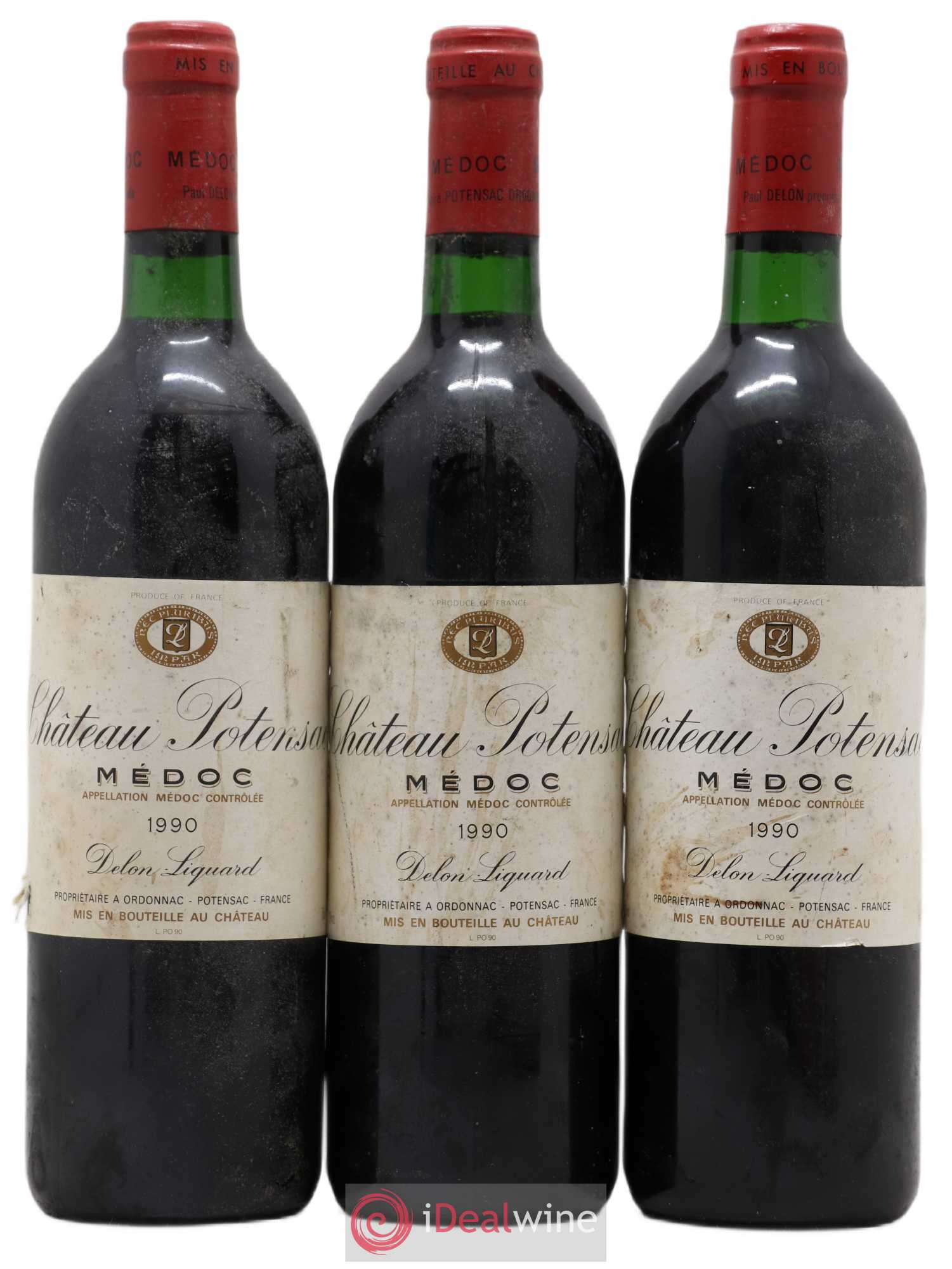 Château Potensac 1990 - Lot de 3 bouteilles - 0