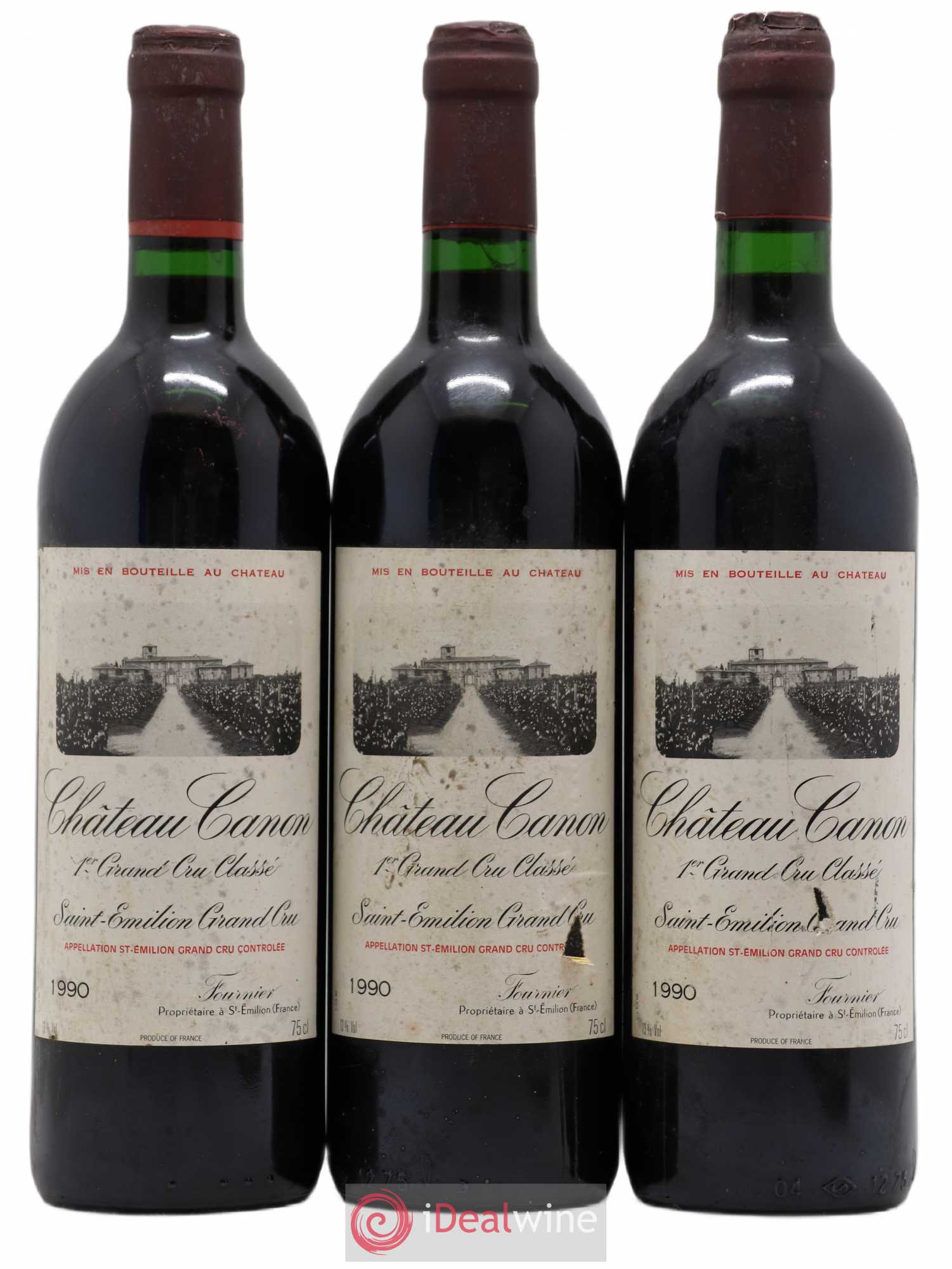 Château Canon 1er Grand Cru Classé B 1990 - Lot de 3 bouteilles - 0