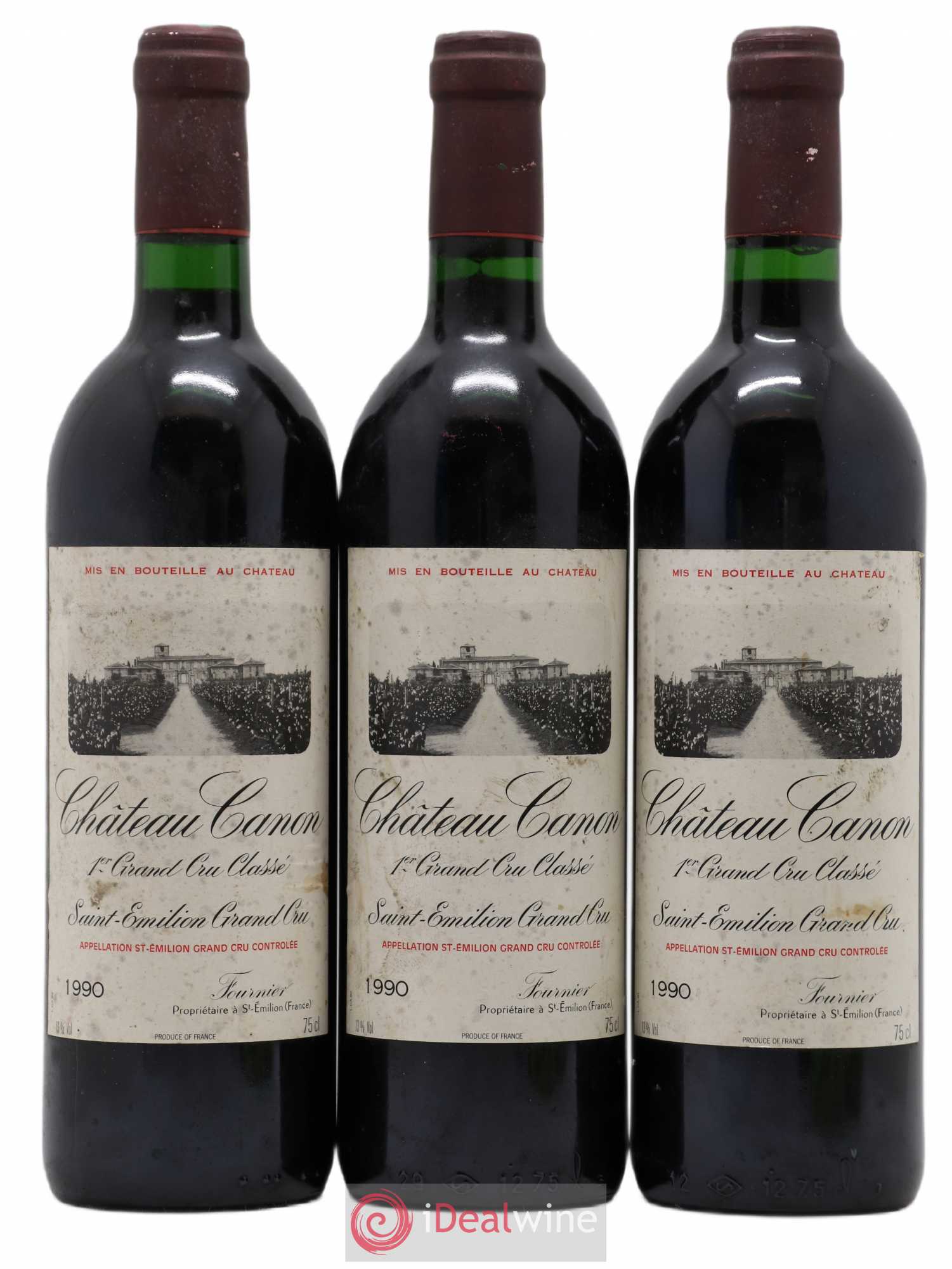 Château Canon 1er Grand Cru Classé B 1990 - Lot de 3 bouteilles - 0