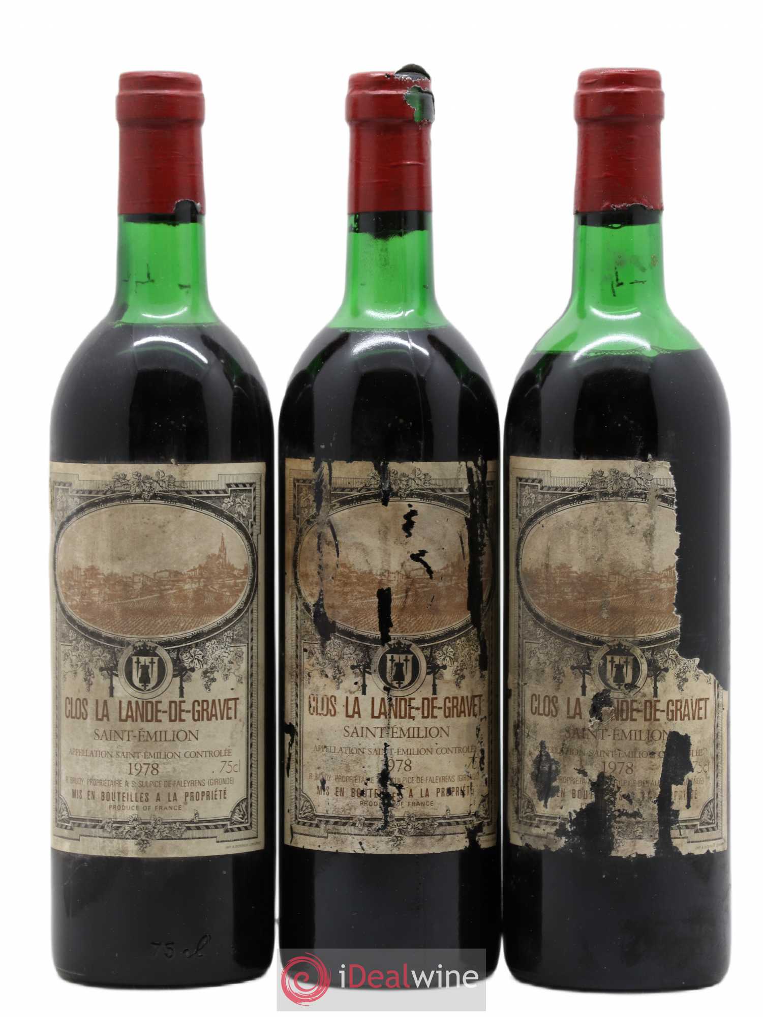 Saint-Émilion Clos de Lande de Gravet 1978 - Posten von 3 Flaschen - 0