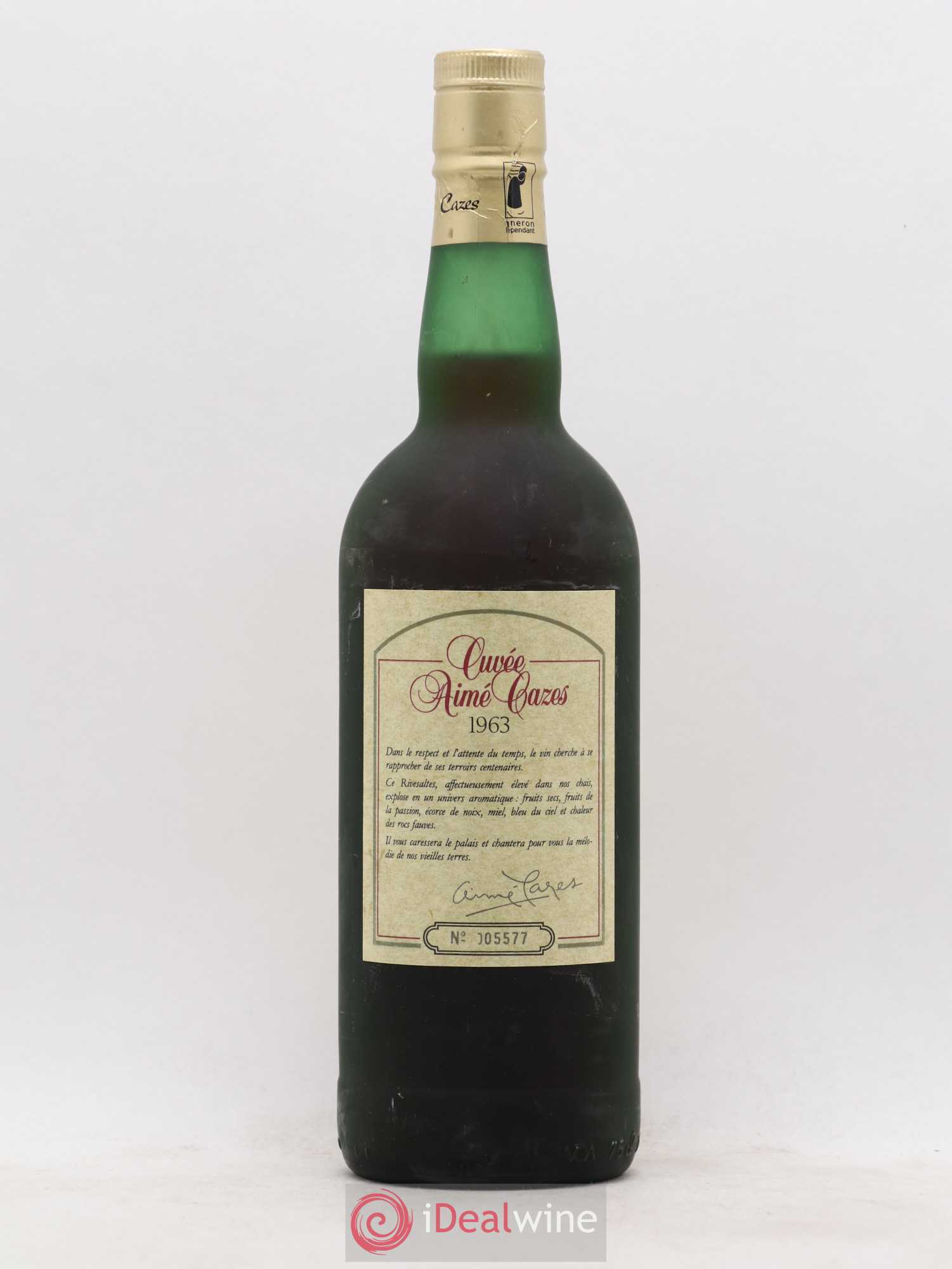 Rivesaltes Cuvée Aimé Cazes Domaine Cazes 1963 - Lot de 1 bouteille - 1