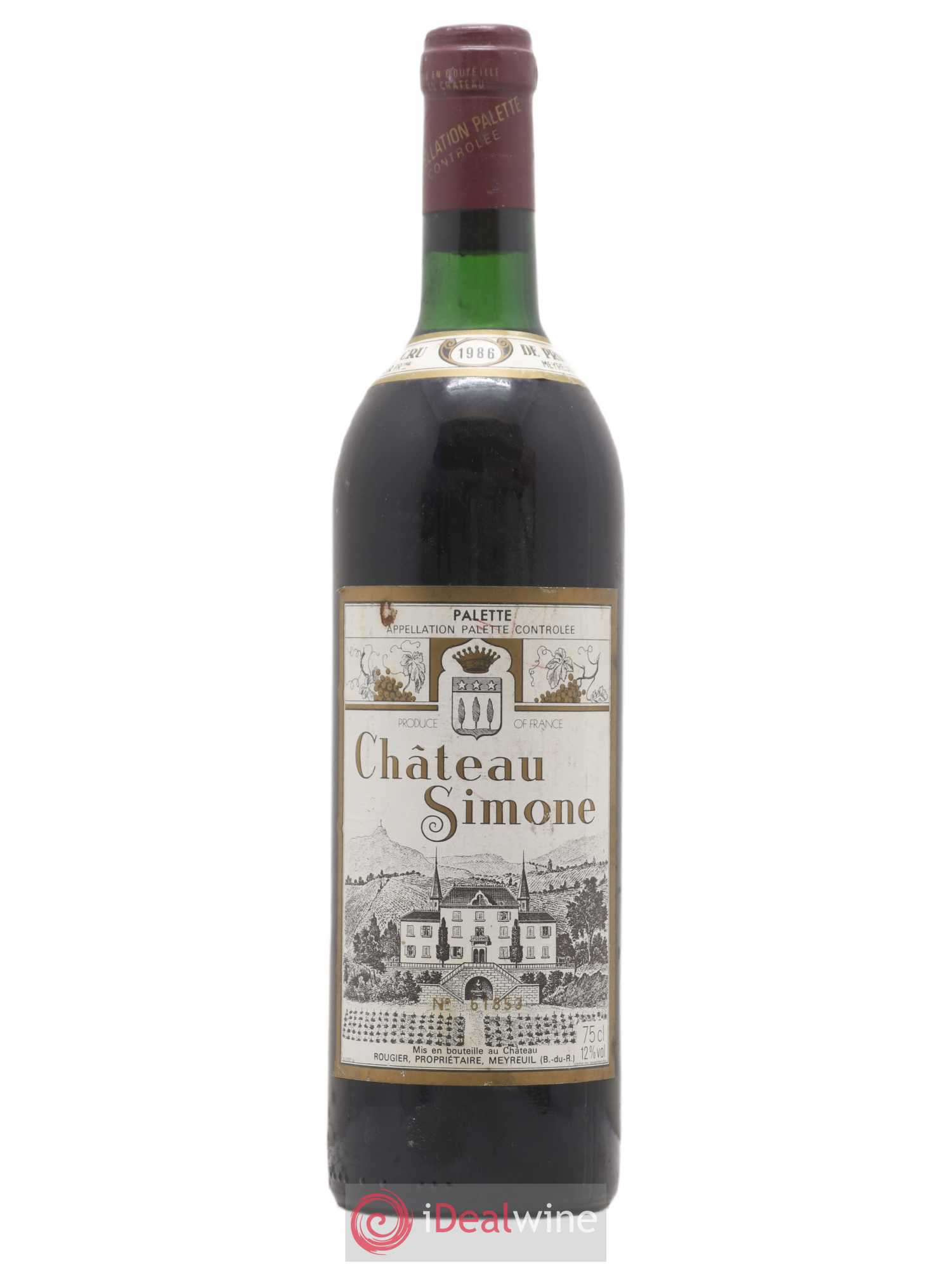 Palette Château Simone Famille Rougier 1986 - Lot de 1 bouteille - 0