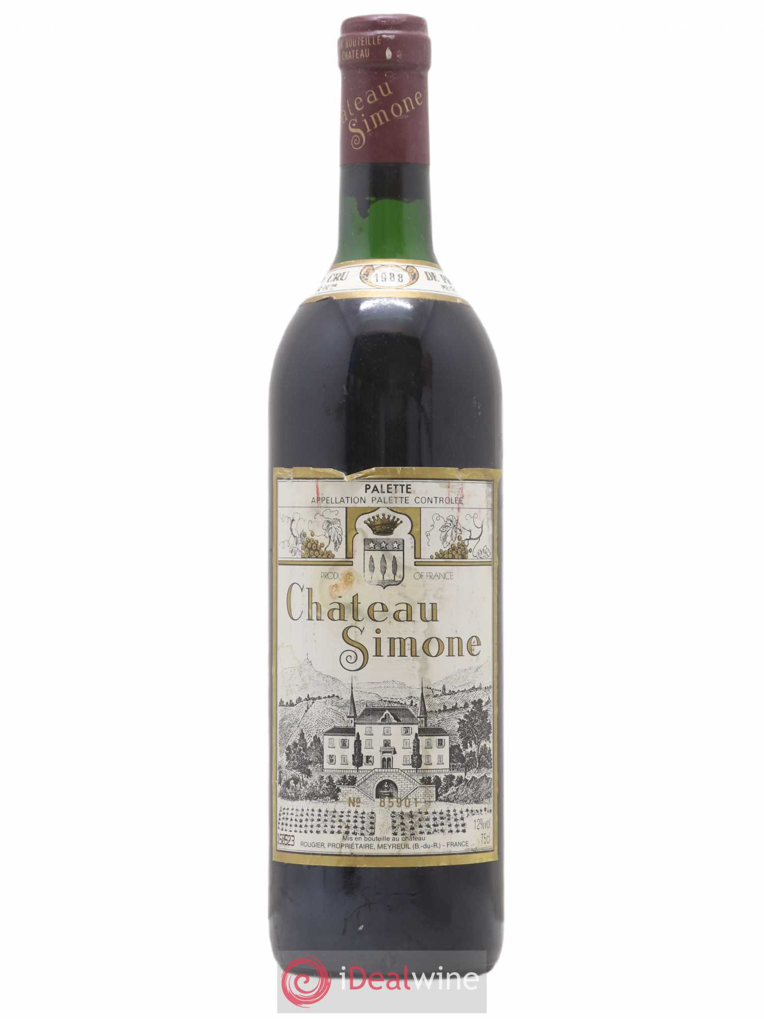 Palette Château Simone Famille Rougier 1988 - Lot de 1 bouteille - 0
