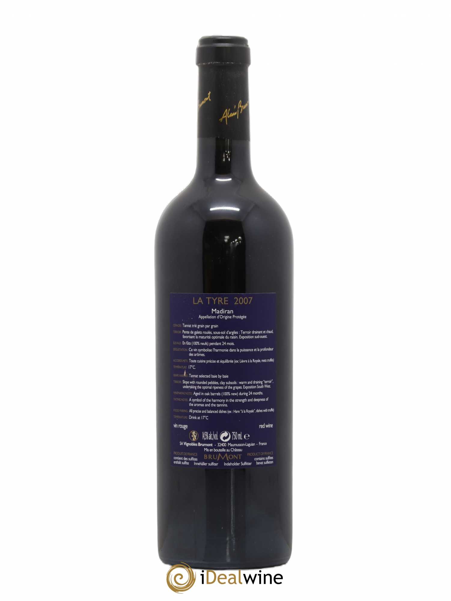 Madiran Château Montus-La Tyre Alain Brumont 2007 - Lot de 1 bouteille - 1