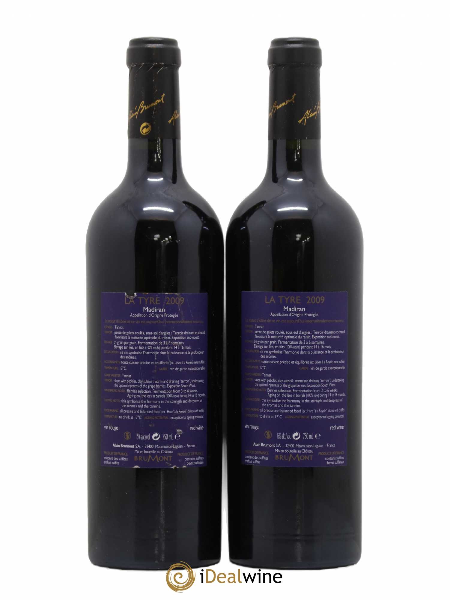 Madiran Château Montus-La Tyre Alain Brumont 2009 - Lot de 2 bouteilles - 1
